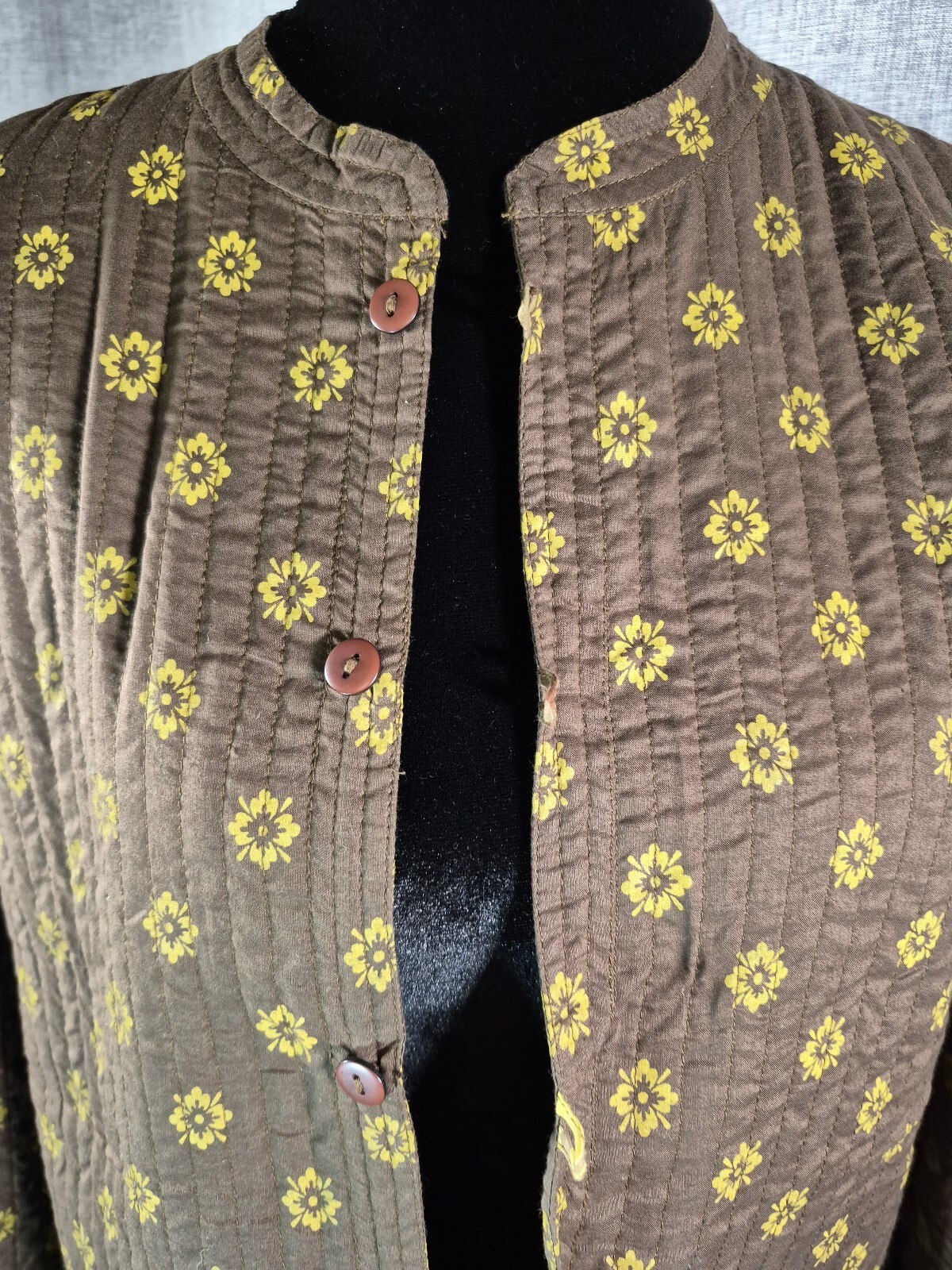 Provence d’Amour Reversible Quilted Floral Jacket Brown Yellow