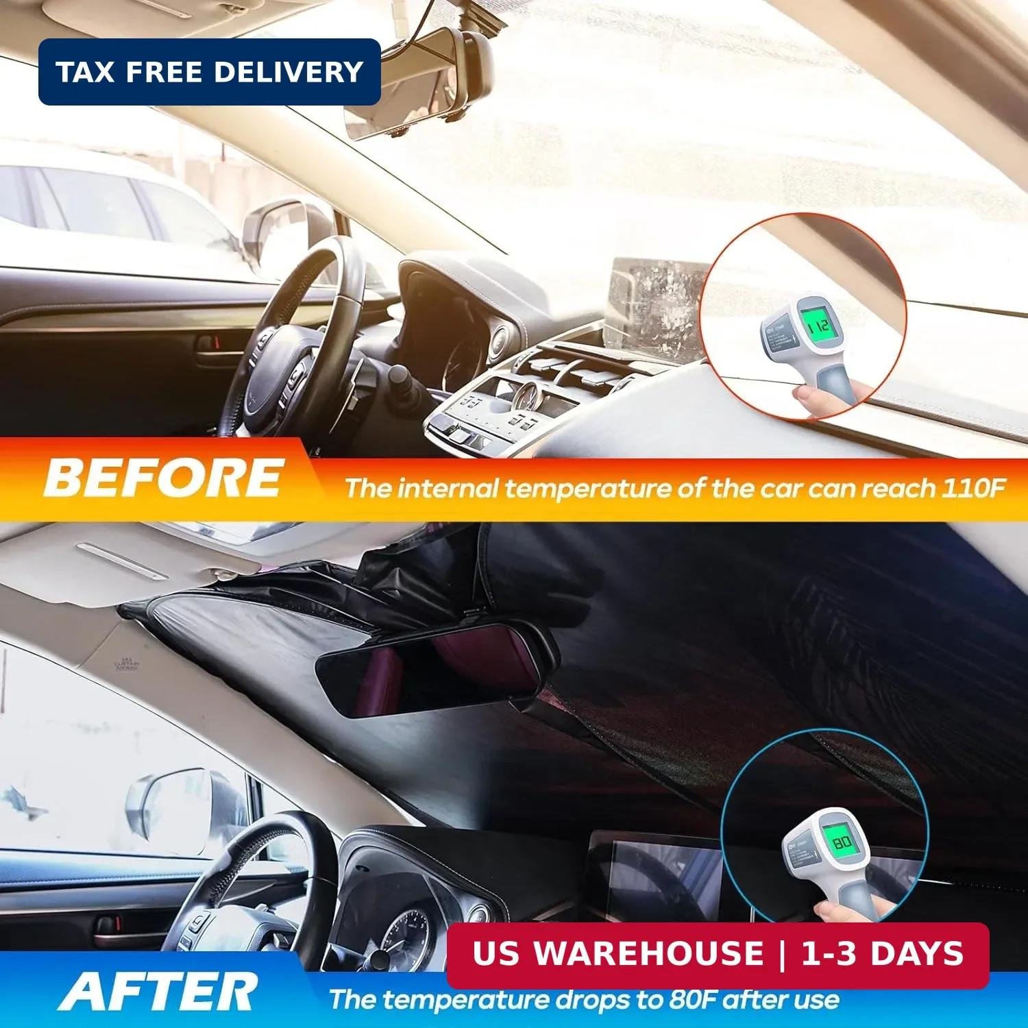Car Windshield Sun Shade – Reflector Sunshade Offers Ultimate Protection for Car