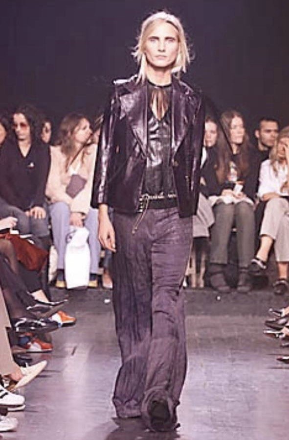 ICONIC ANN DEMEULEMEESTER SS2001 Archive Avantgarde Y2K Runway Leather Jacket