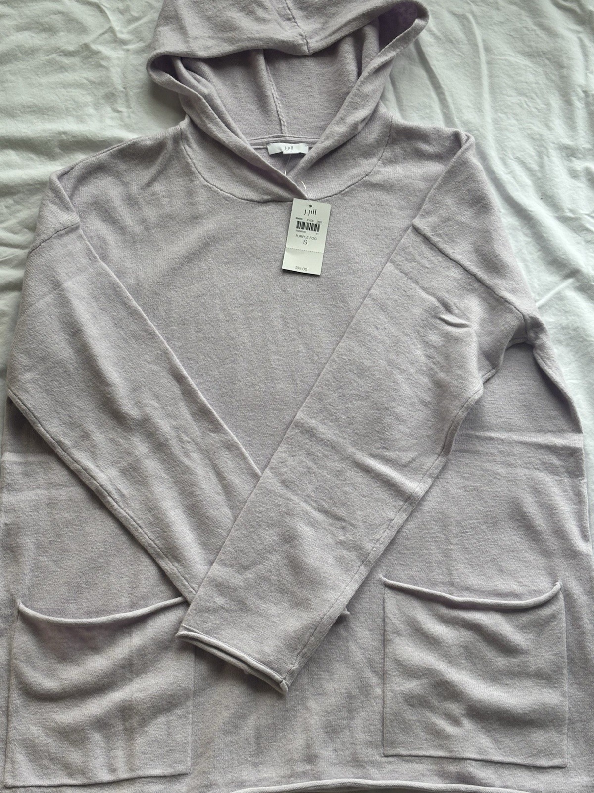 Jjill Patch Pocket Hooded Sweater, Sz. Small, Purple Fog
