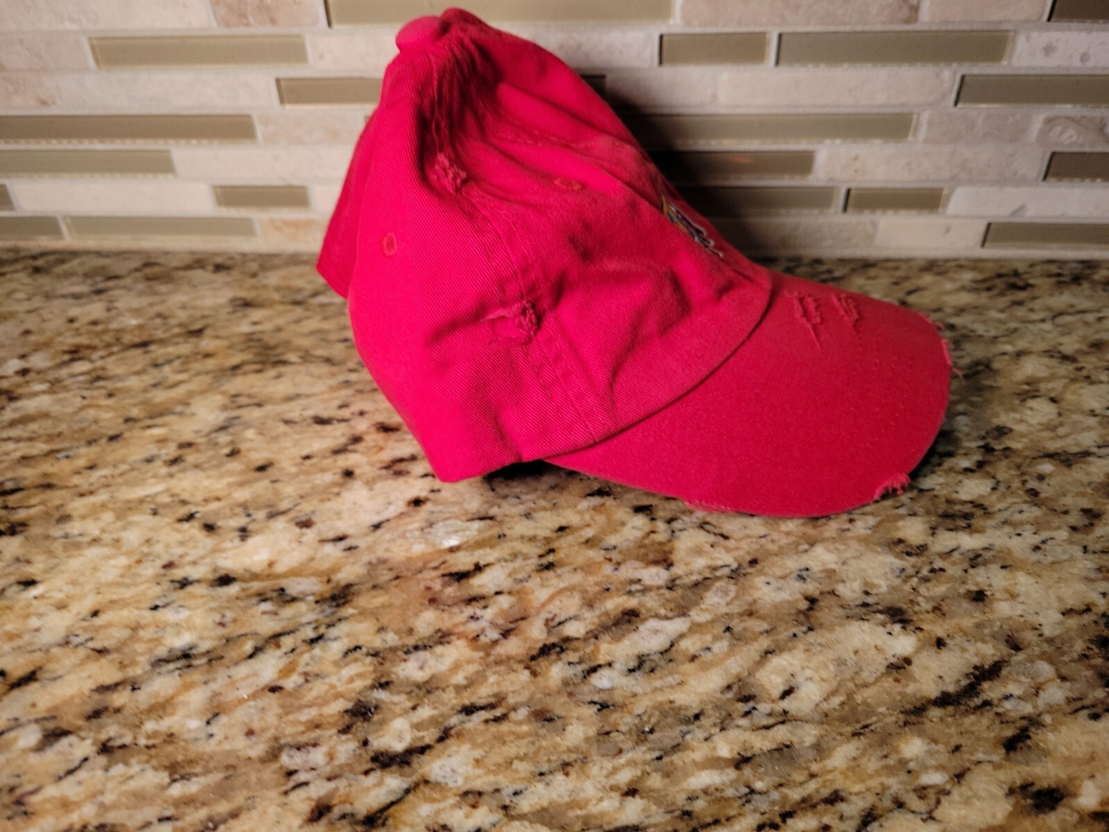 Muka hat Cap Red Adjustable One Size Fits All The Original Brand Distressed