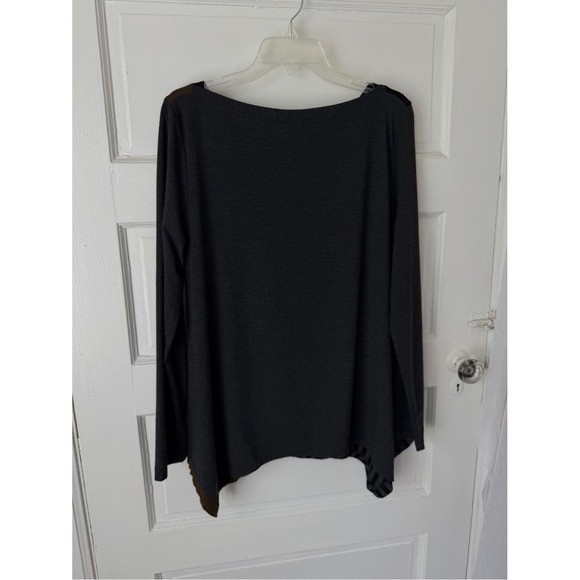 Alembika Tunic Top Lagenlook Boho Indie Long Sleeve Black Brown Colorblock 2