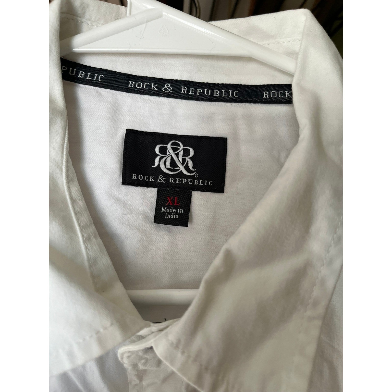 Rock & Republic White Short Sleeve Button Up Shirt Menswear Casual