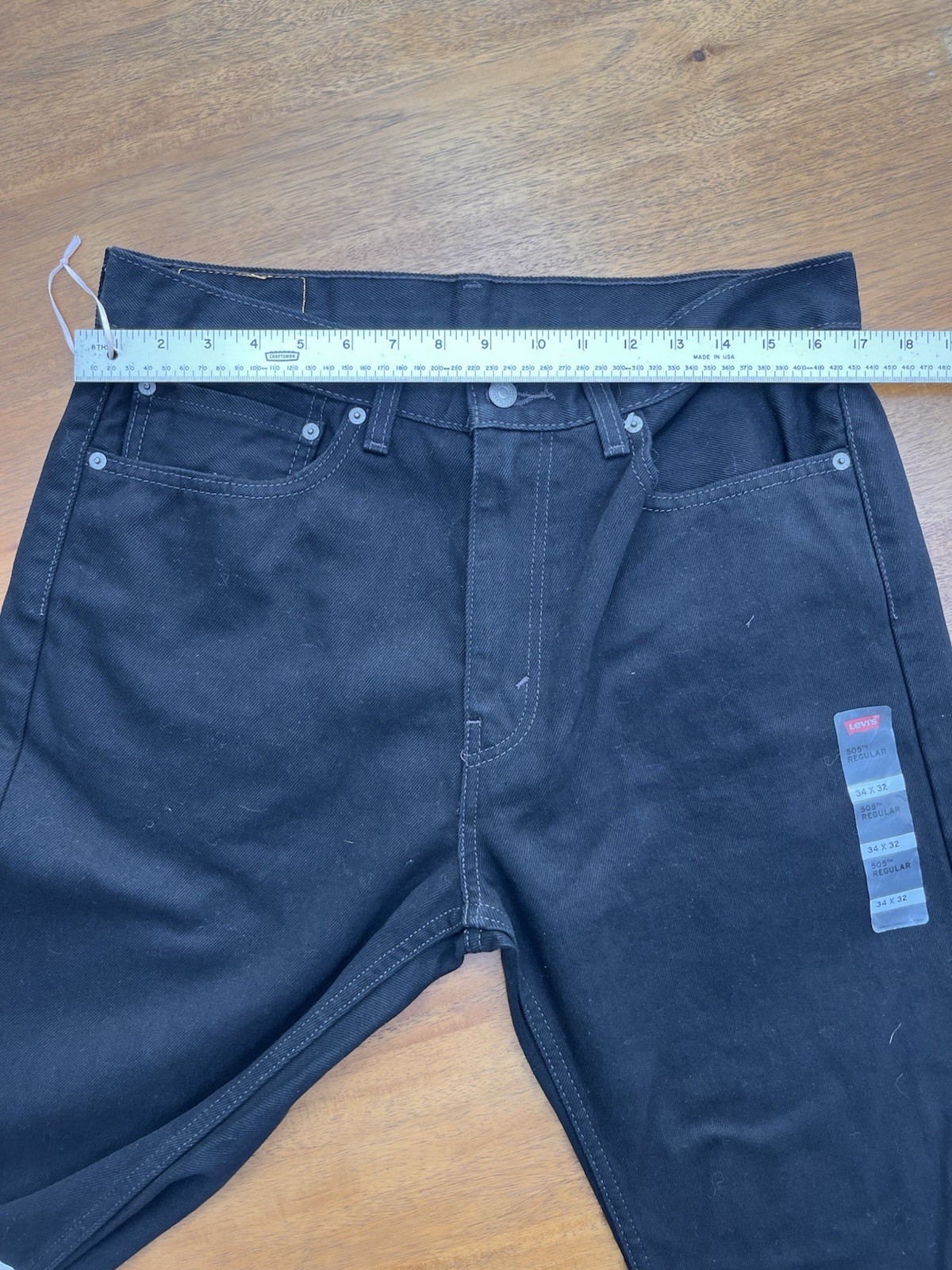 Levi’s 505 Men’s Regular Fit Jean 34Wx32L – Black Straight Leg Denim Pants NWT