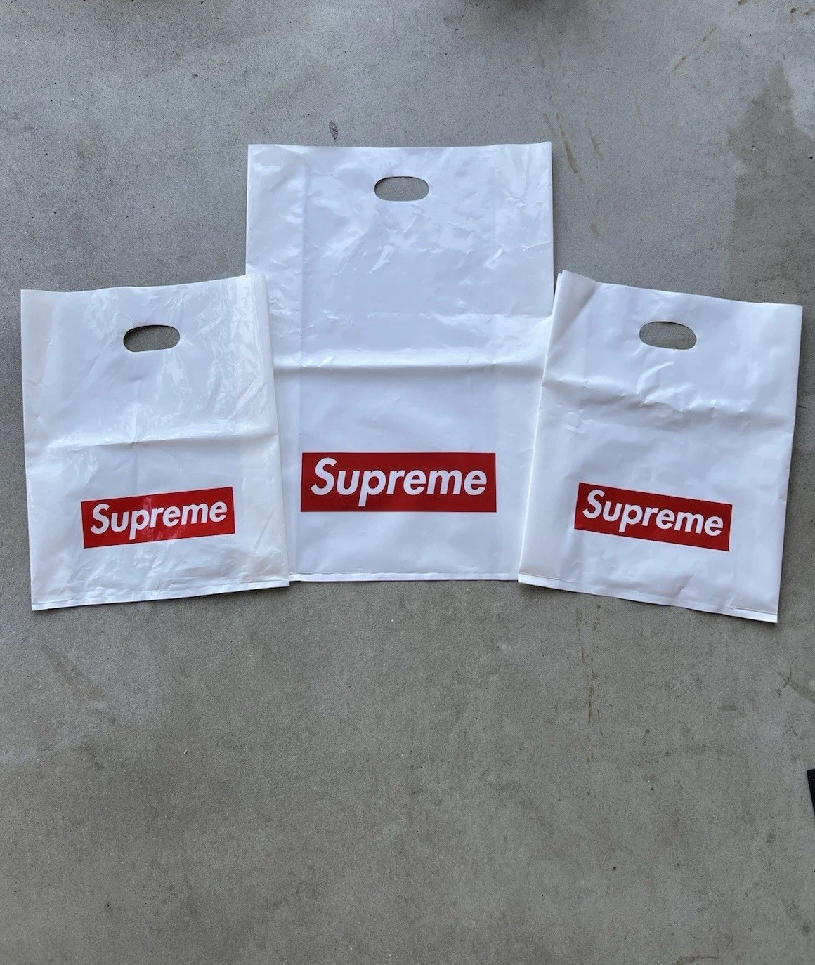 Supreme Box Logo Set of 3 Retail Shopping Plastic Bags (2 Medium & 1 Large bag)