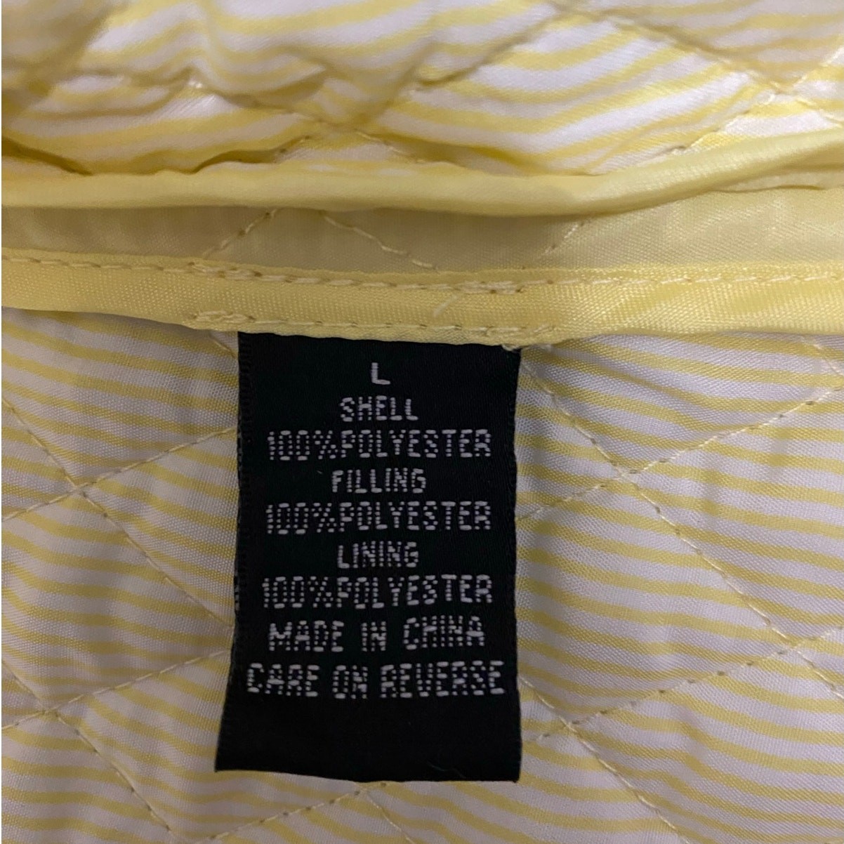 Briggs New York Women’s Jacket Large Yellow Quilted Button Up Coat Pockets