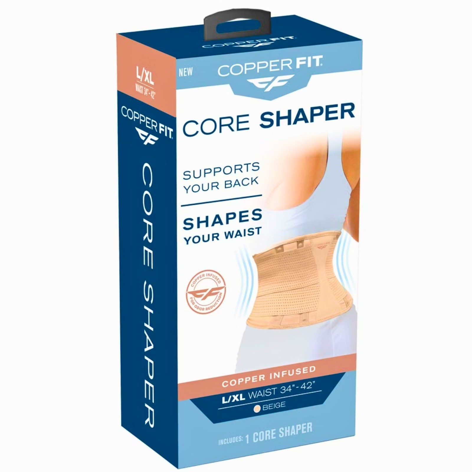 Copper Fit Core Shaper Beige L/XL (34″-42″) – 1 Pack – New