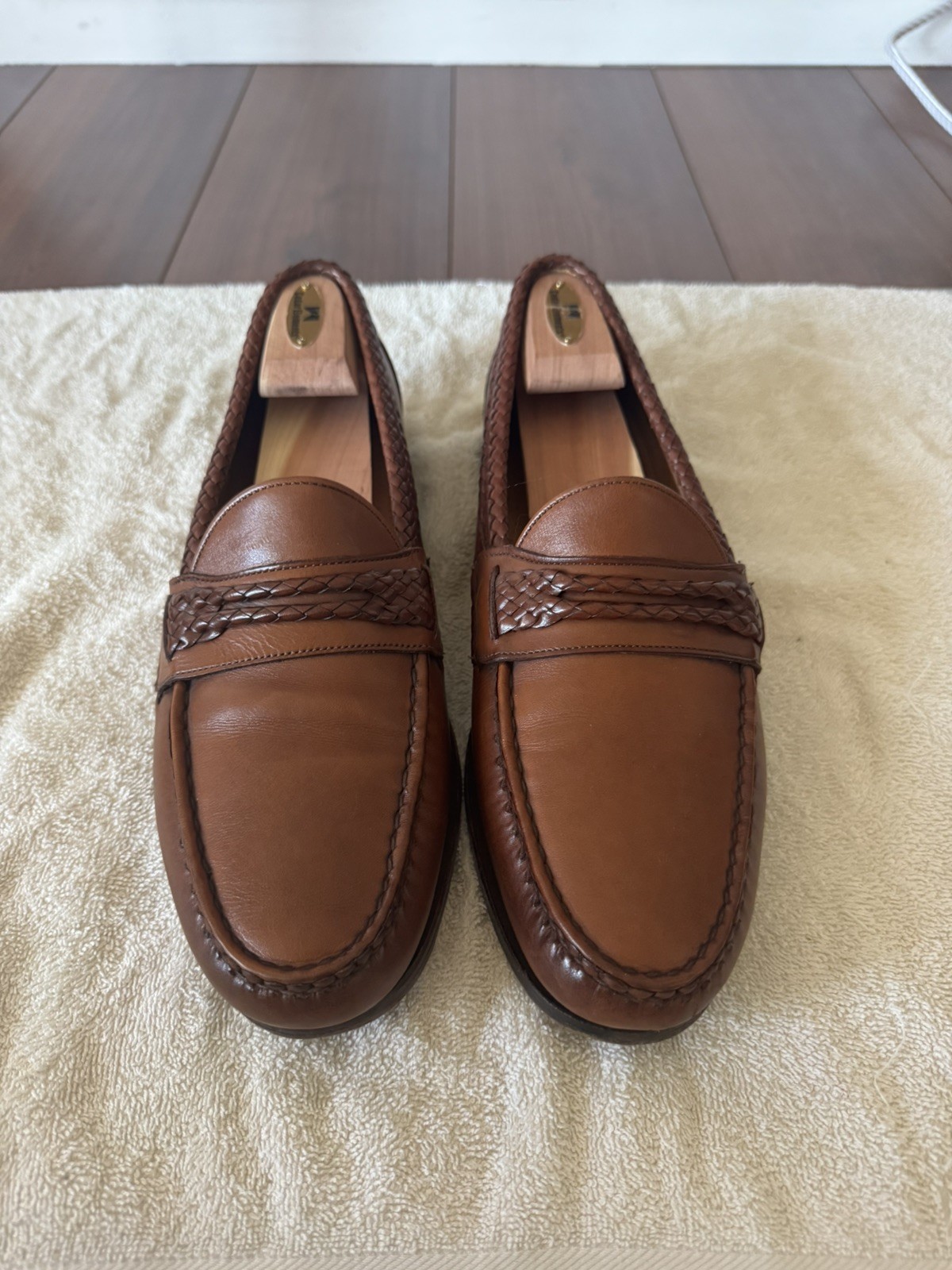 Allen Edmonds AE Newcomb USA Shoes Brown Leather Loafers Mens 13D