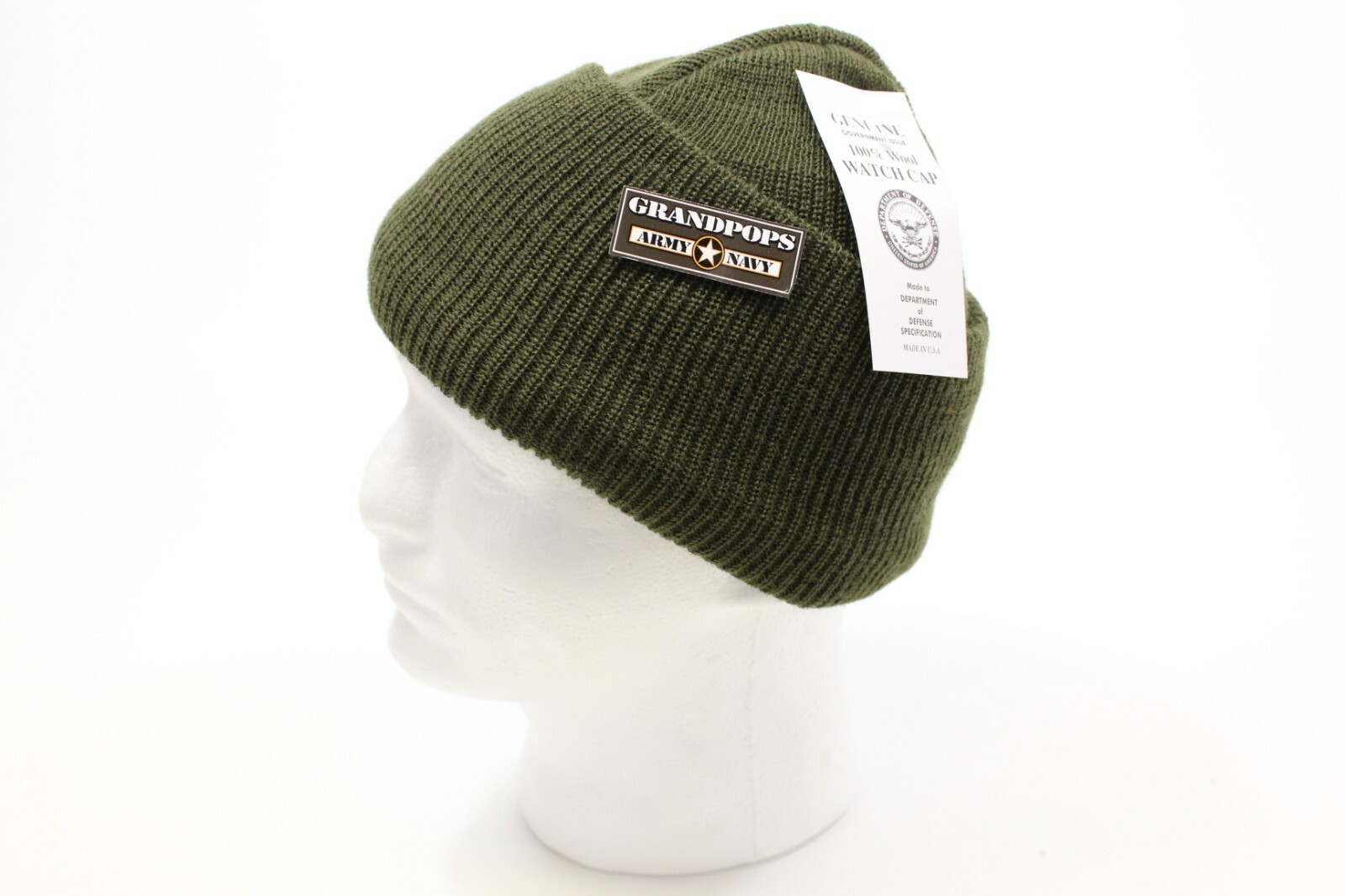 U.S. ARMY WATCH CAP WOOL MADE IN VIRGINIA OD GREEN