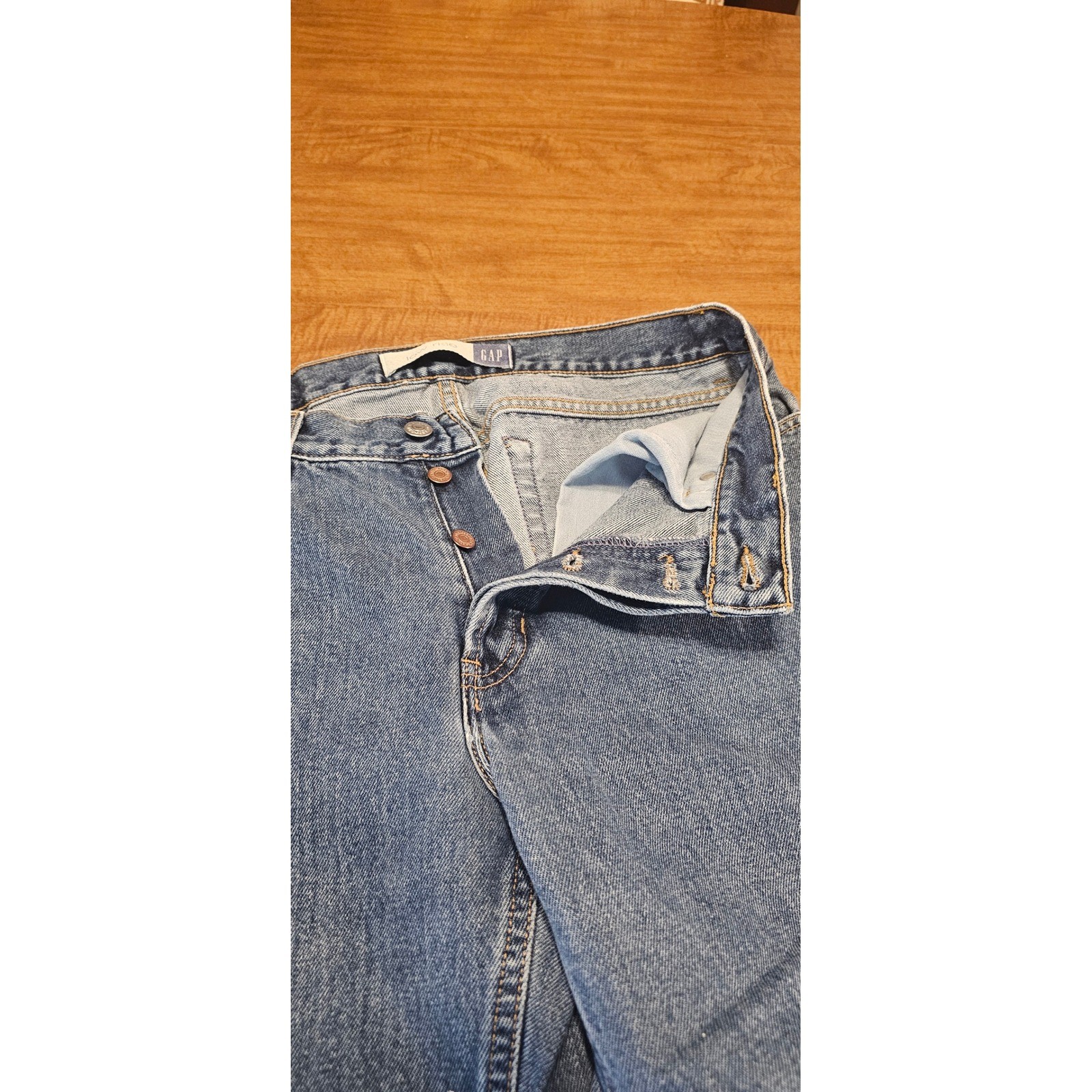 Men’s Gap Low Rise Jean Blue buttonfly Medium Wash Y2K straight leg 30×30 MJ1