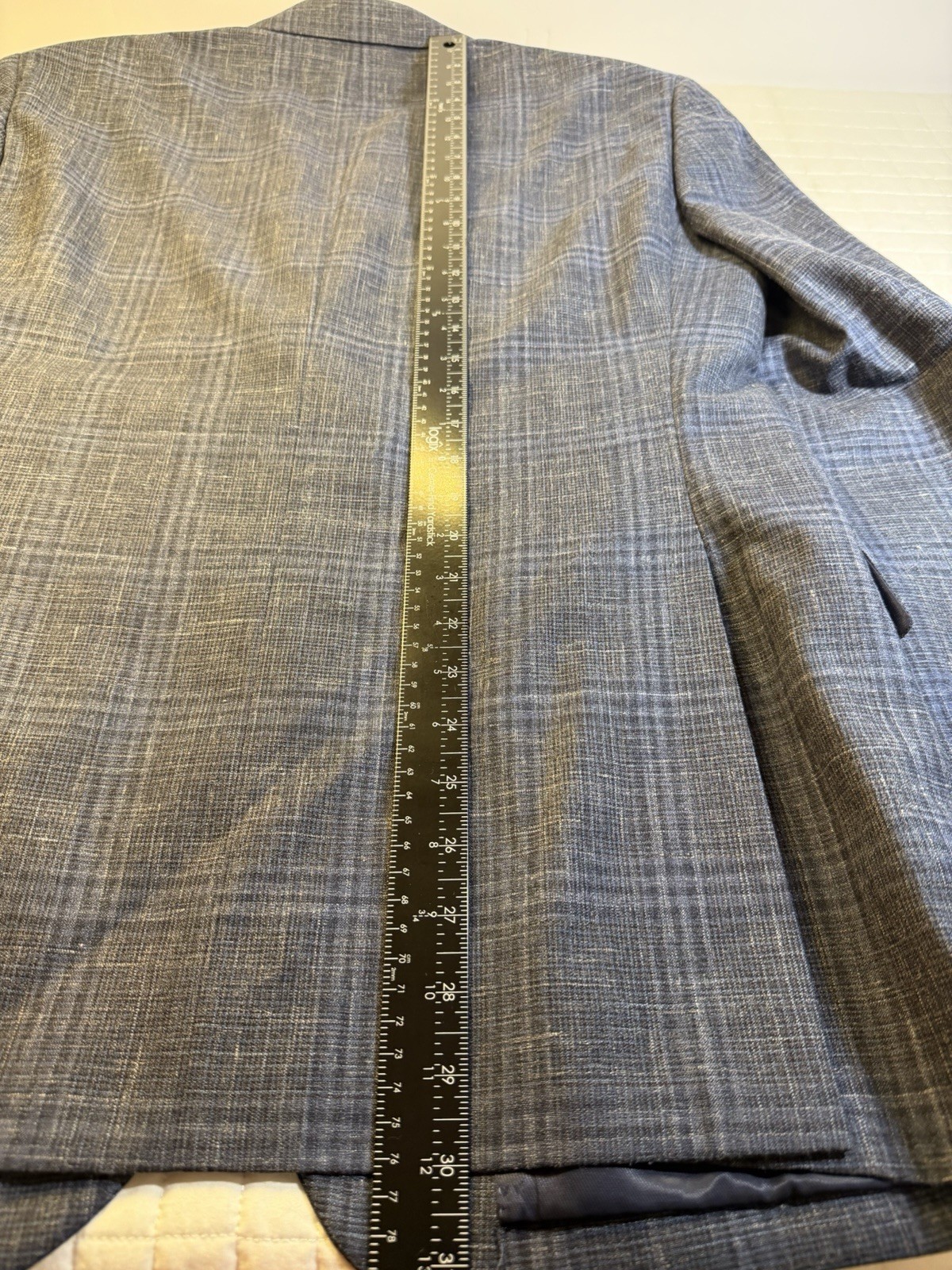 Pronto Uomo Platinum 40R Blue Plaid Sport Coat Wool Silk Linen 2 Button Blazer