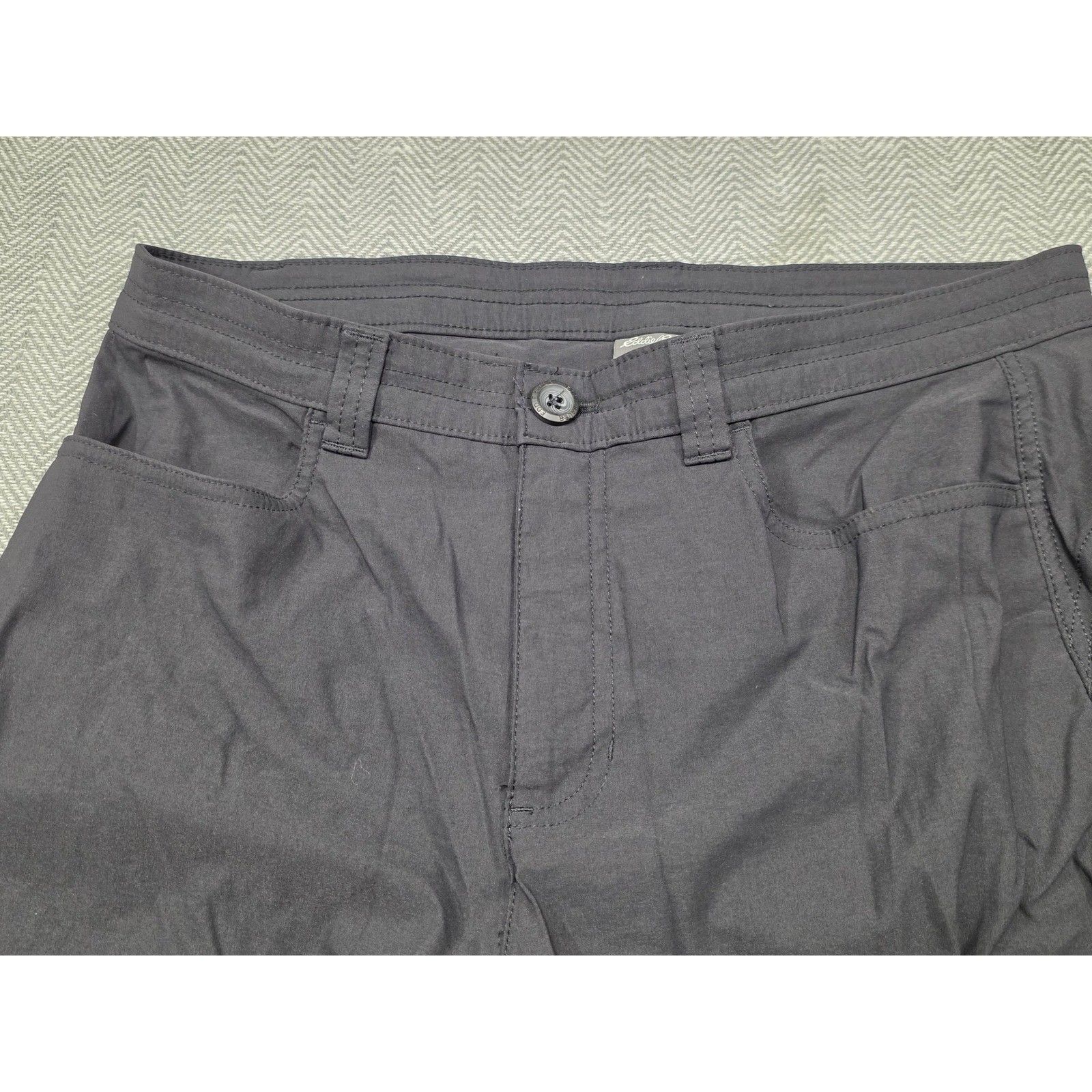 Eddie Bauer Womens Rainier Capri Pant Gray Hiking Outdoor Ruched Size 12 1258037