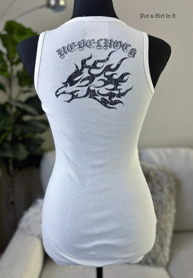 New Vocal Apparel Women’s Crystal Stud White Rebel Rock Eagle Tank Top S M L XL