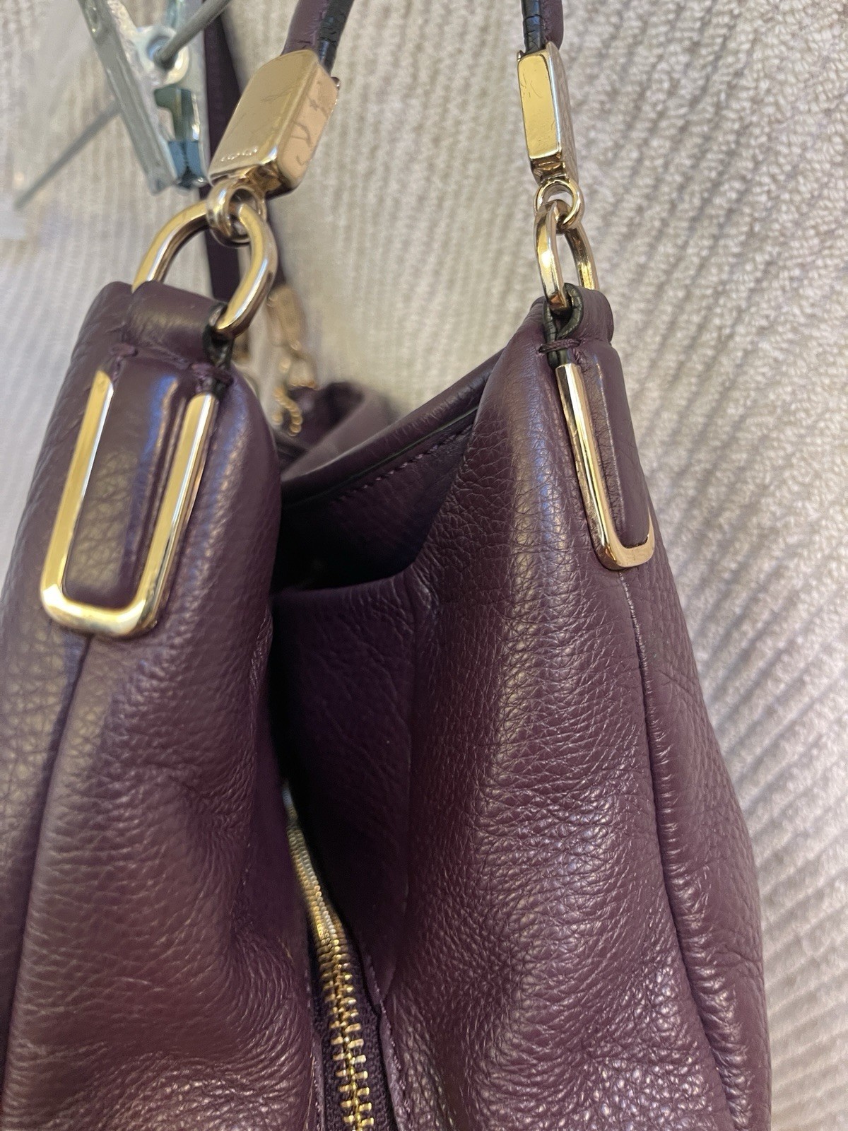 Coach Madison Phoebe Plum Purple Leather 3 Compartment Shoulder Tote W/ Hang Tag
