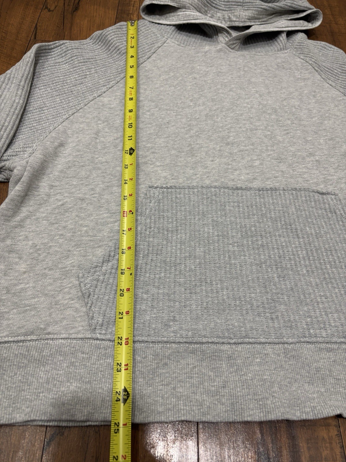 Aerie Waffle Knit Heather Gray Pullover Hoodie Oversized Comfy Cozy Cotton XL
