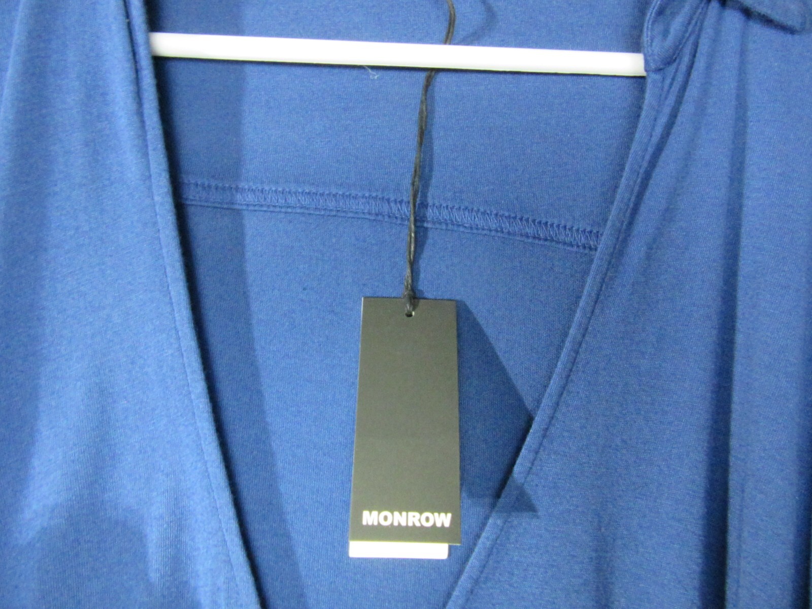 Monrow Dress Womens Small Blue Knit Wrap Super Soft Shirred Surplice Neck New