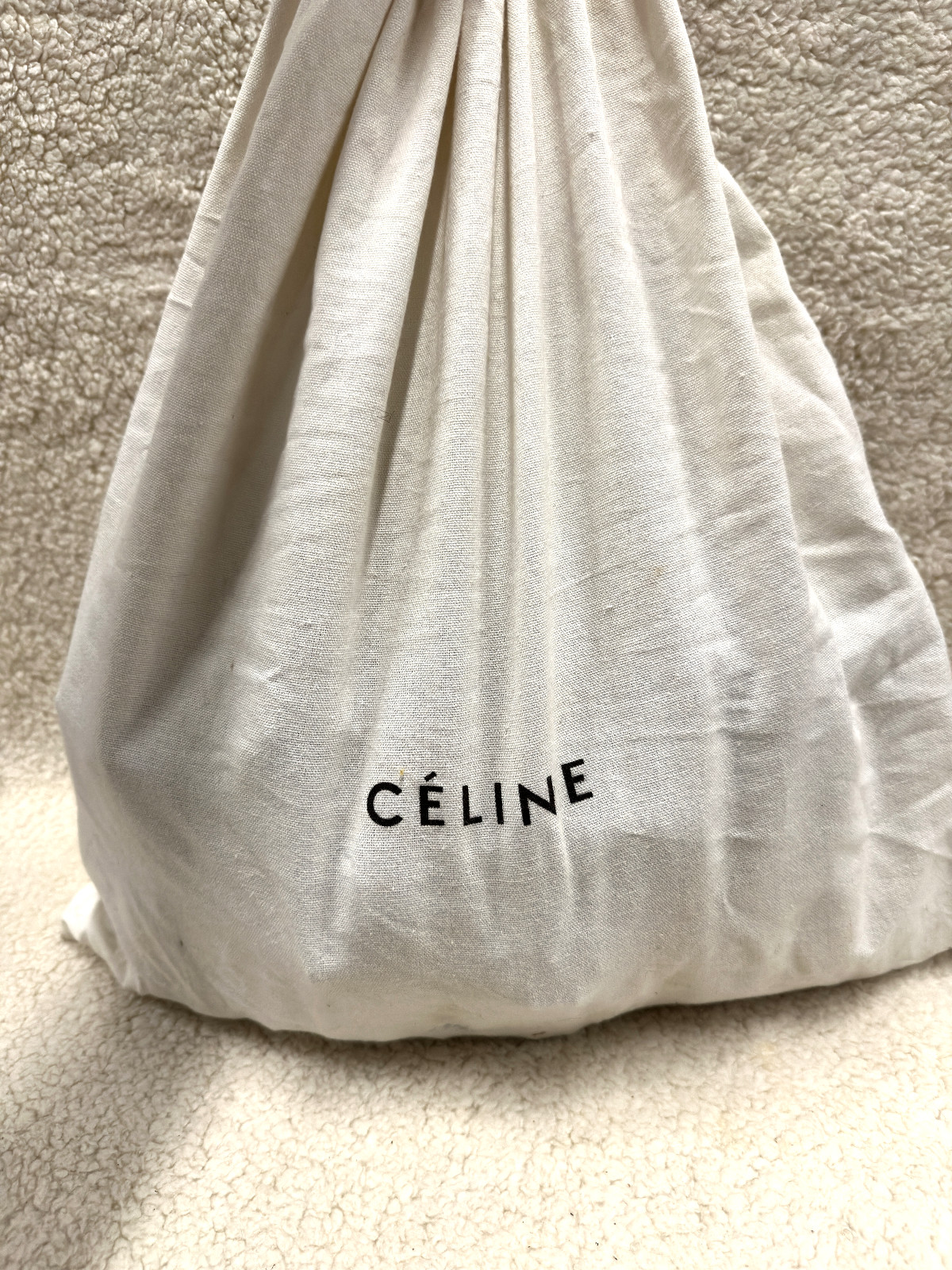 Celine Brown Leather Handbag Handle Purse Satchel Horse Buggy Logo Dust Bag Tags