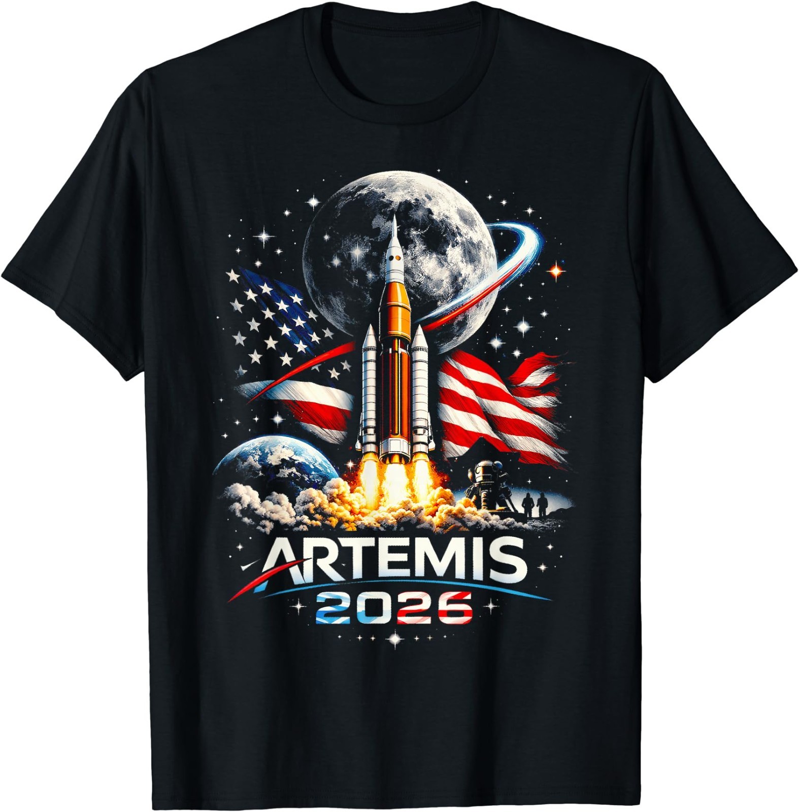 Artemis 2026 American Rocket Launch to The Moon Landing T-Shirt
