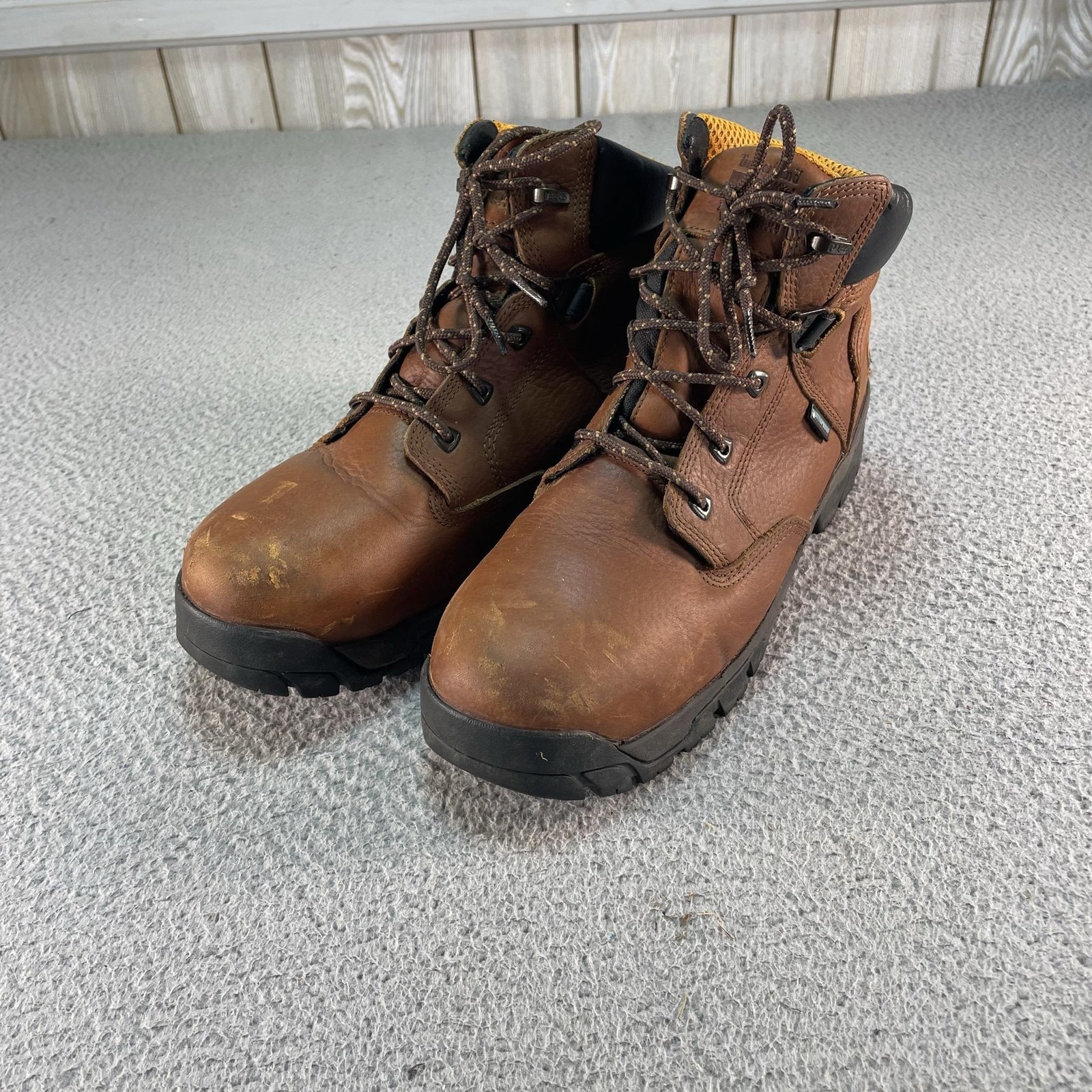 Timberland PRO Work Boots Mens Size 11W Brown Waterproof Alloy Toe Workwear