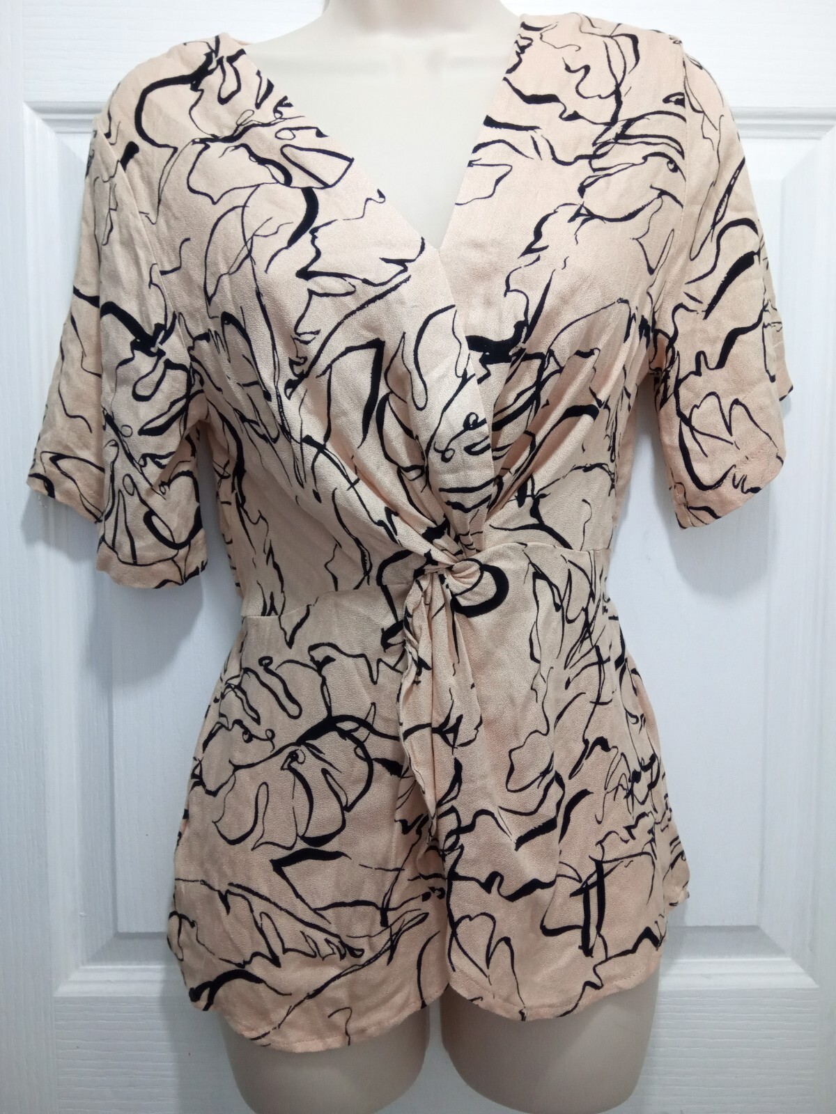 Primark Brown Stone Blouse Top With Twisted Knot Front Size UK 6 EU 34 USA 2