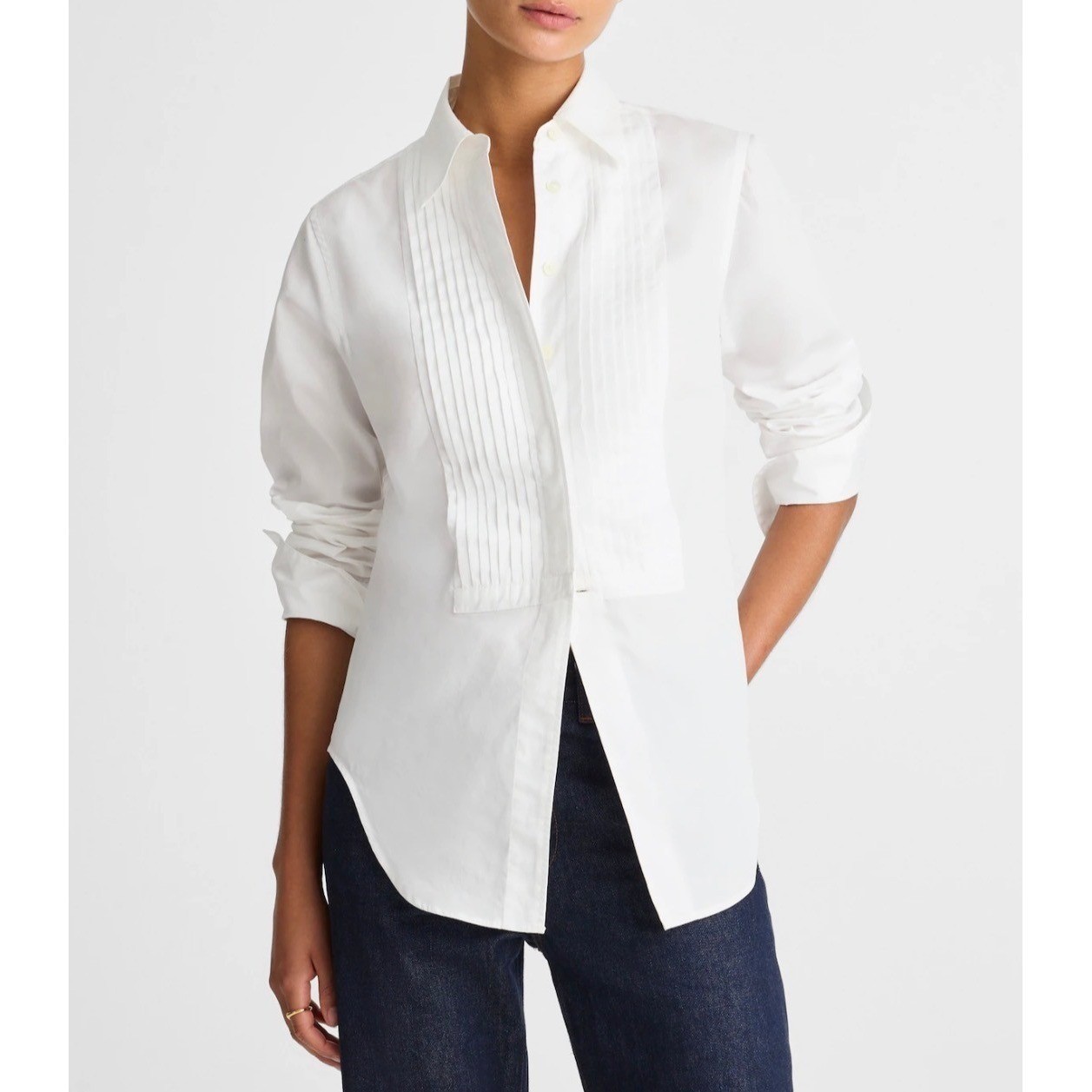Madewell Women White Cotton Poplin Cutaway Tuxedo Button Front Shirt XXS New