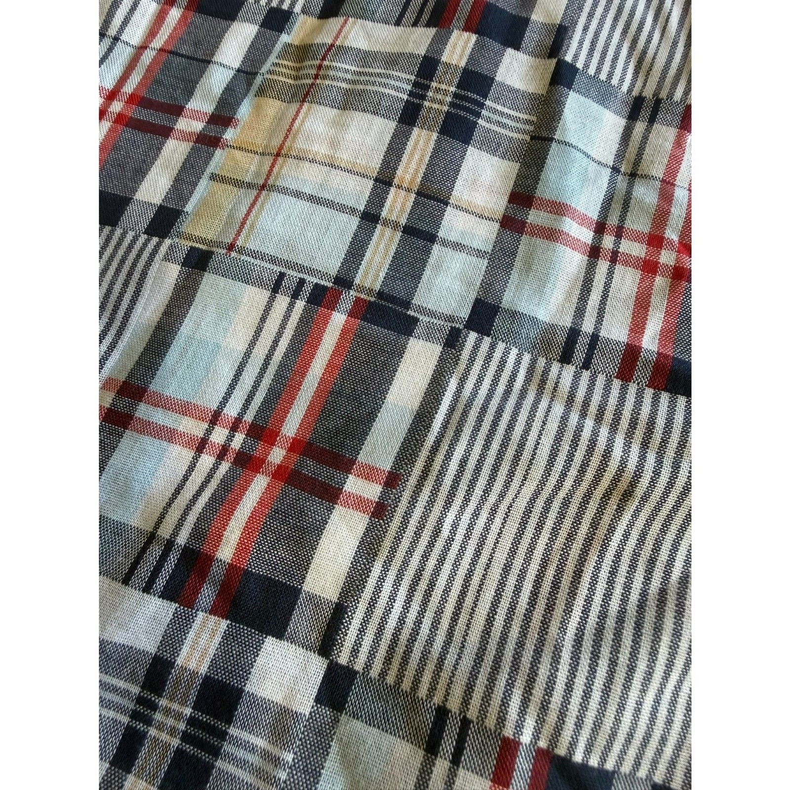 Men’s Weatherproof Vintage Red White & Blue Plaid Patchwork Button Down Size XXL
