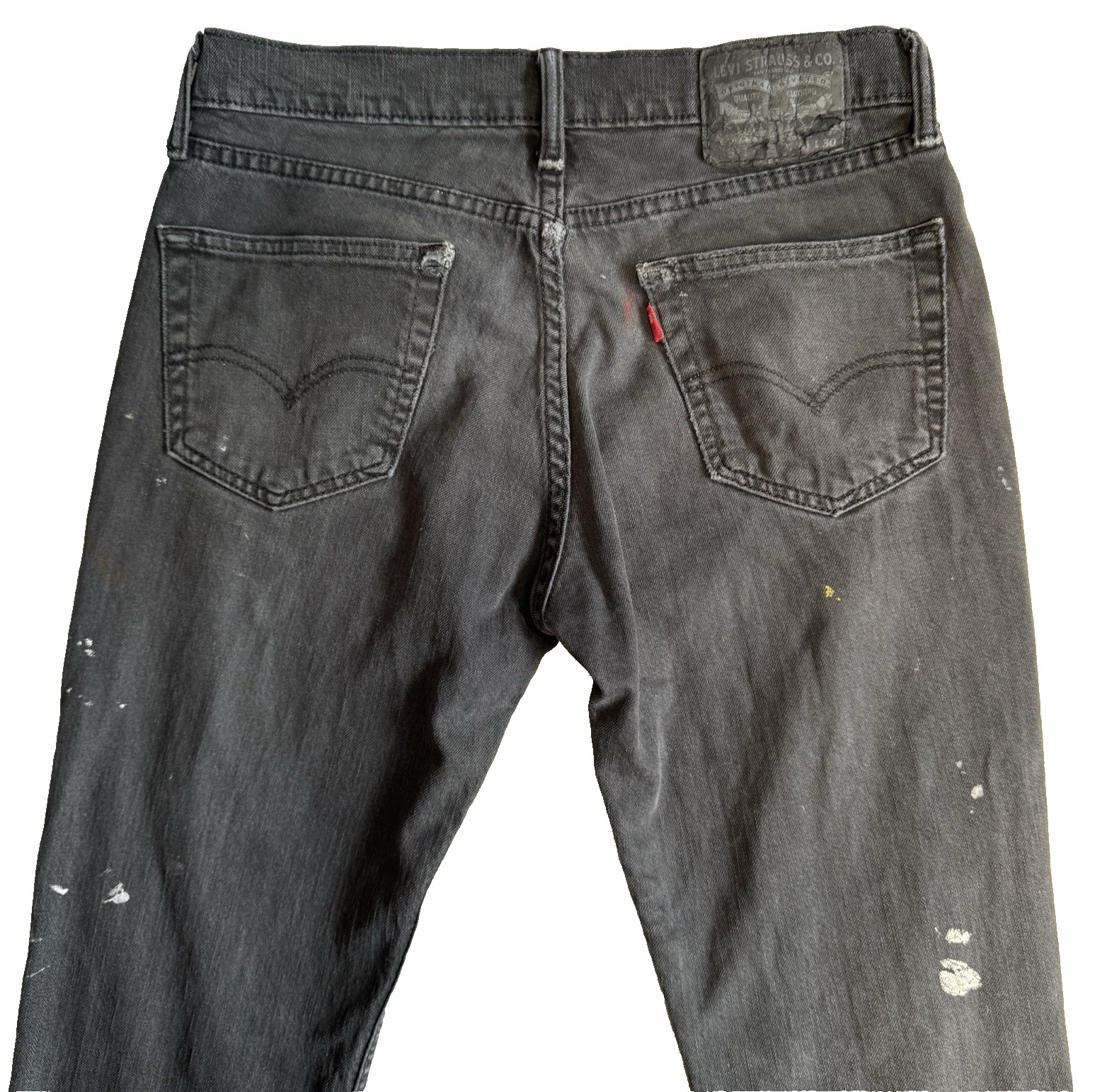 Levi’s 511 Men 30×30 Jeans Black Distressed Paint Splatter Stains Artful Denim
