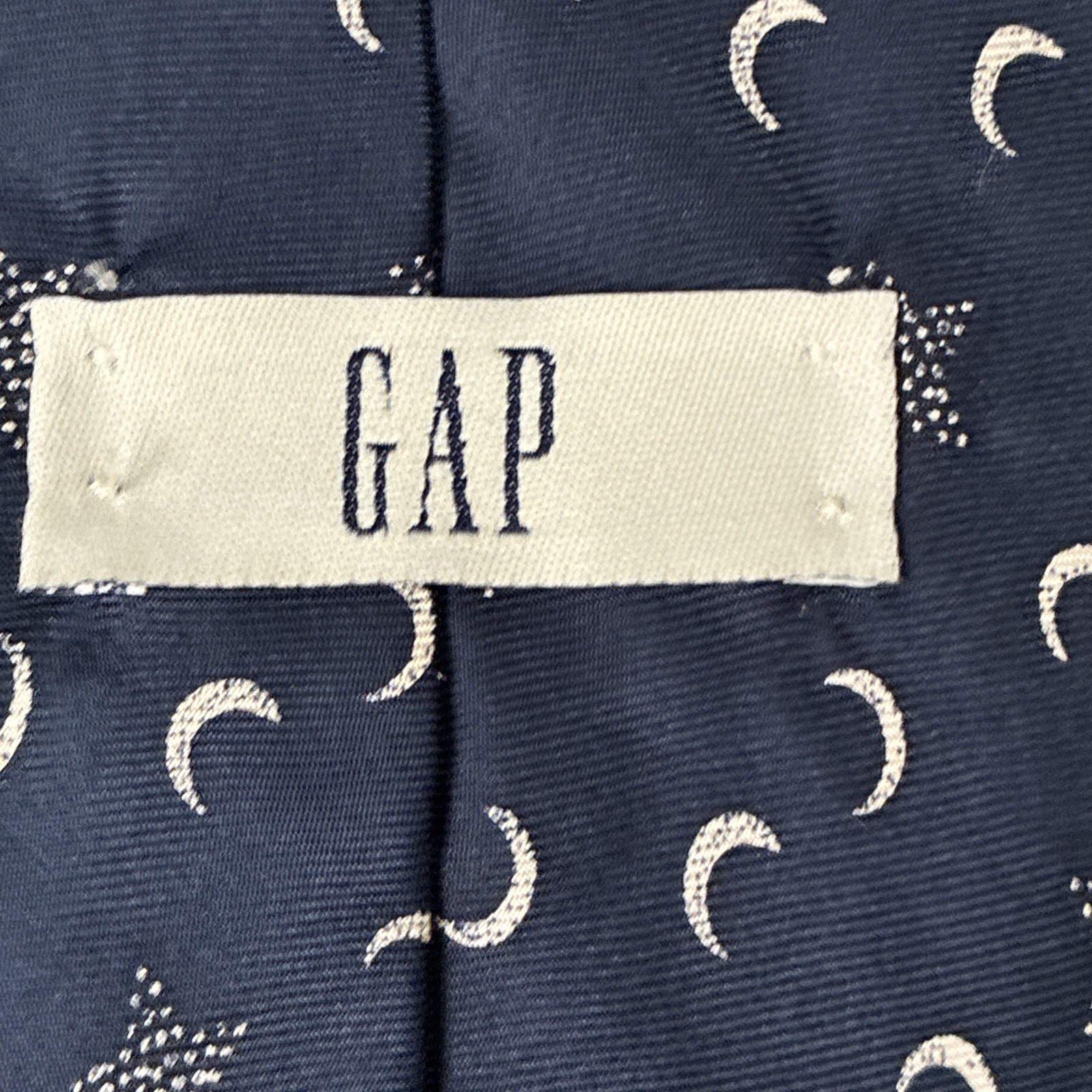 GAP Mens Tie Blue Stars Moon Geometric One Size Silk Classic Vintage 90s USA