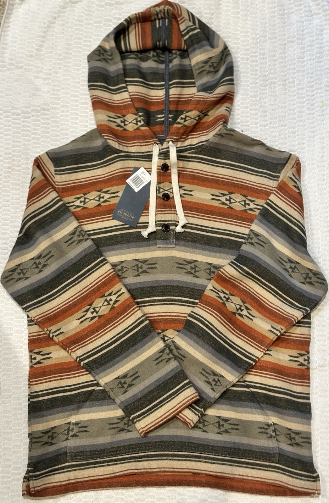 Pendleton Men’s Doublesoft Driftwood Hoodie Adobe/Green Stripe Size S
