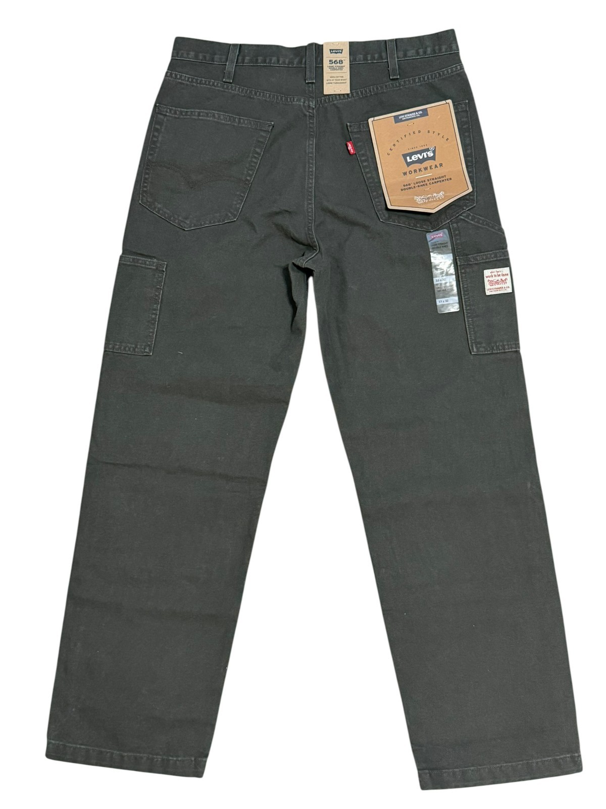 Levi’s 568 Workwear Loose Straight Carpenter Pants Men Green Cotton W33 x L32
