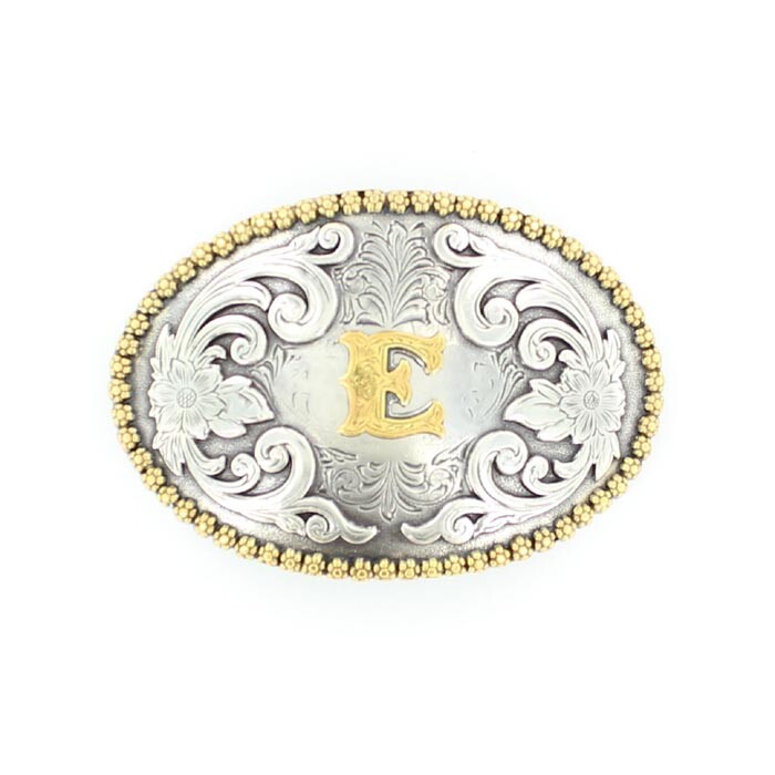 Nocona Antique Scroll & Initial Oval Belt Buckle 37072