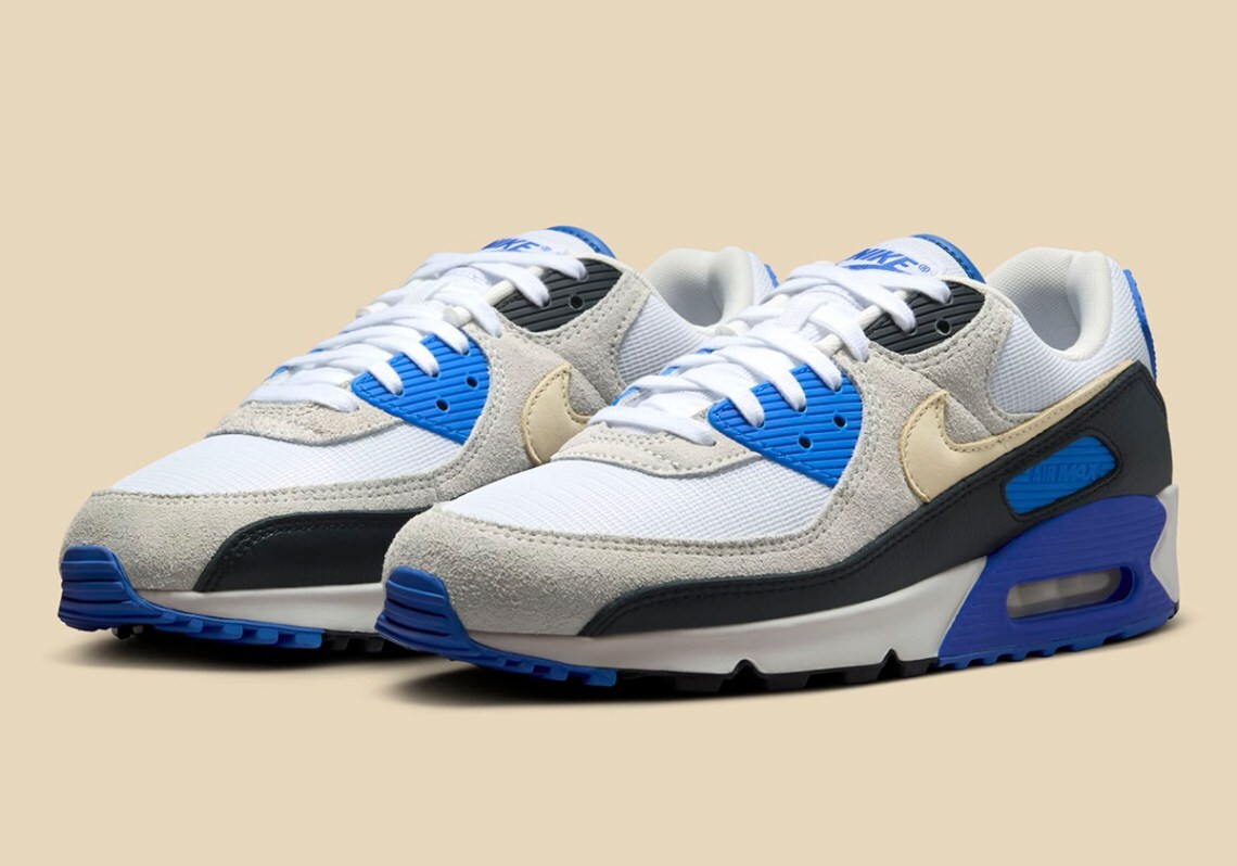 Nike Air Max 90 PRM White Racer Blue Khaki Nby Black HF3449-100 Men’s