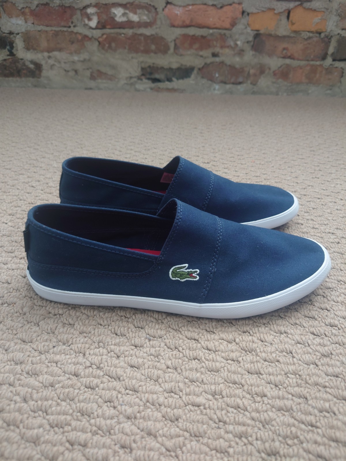 Lacoste Mens Marice BL 2 CAM Navy Blue Canvas Slip On Loafer Sneakers Size 10.5