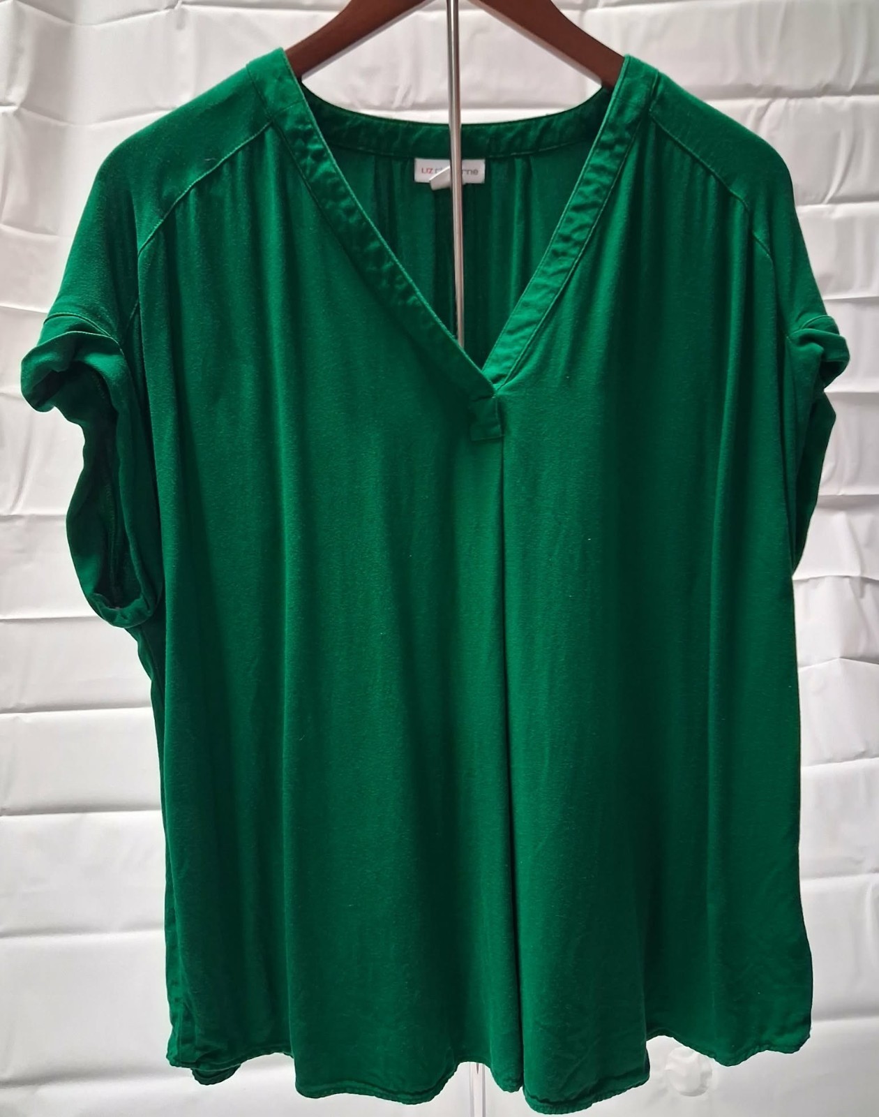 Liz Claiborn XXL Green Short Sleeve (extra short with button accents) Blouse