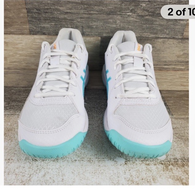 ASICS Gel-Dedicate 8 Pickleball Shoes Womens Sz 8.5 White & Aqua Run Small