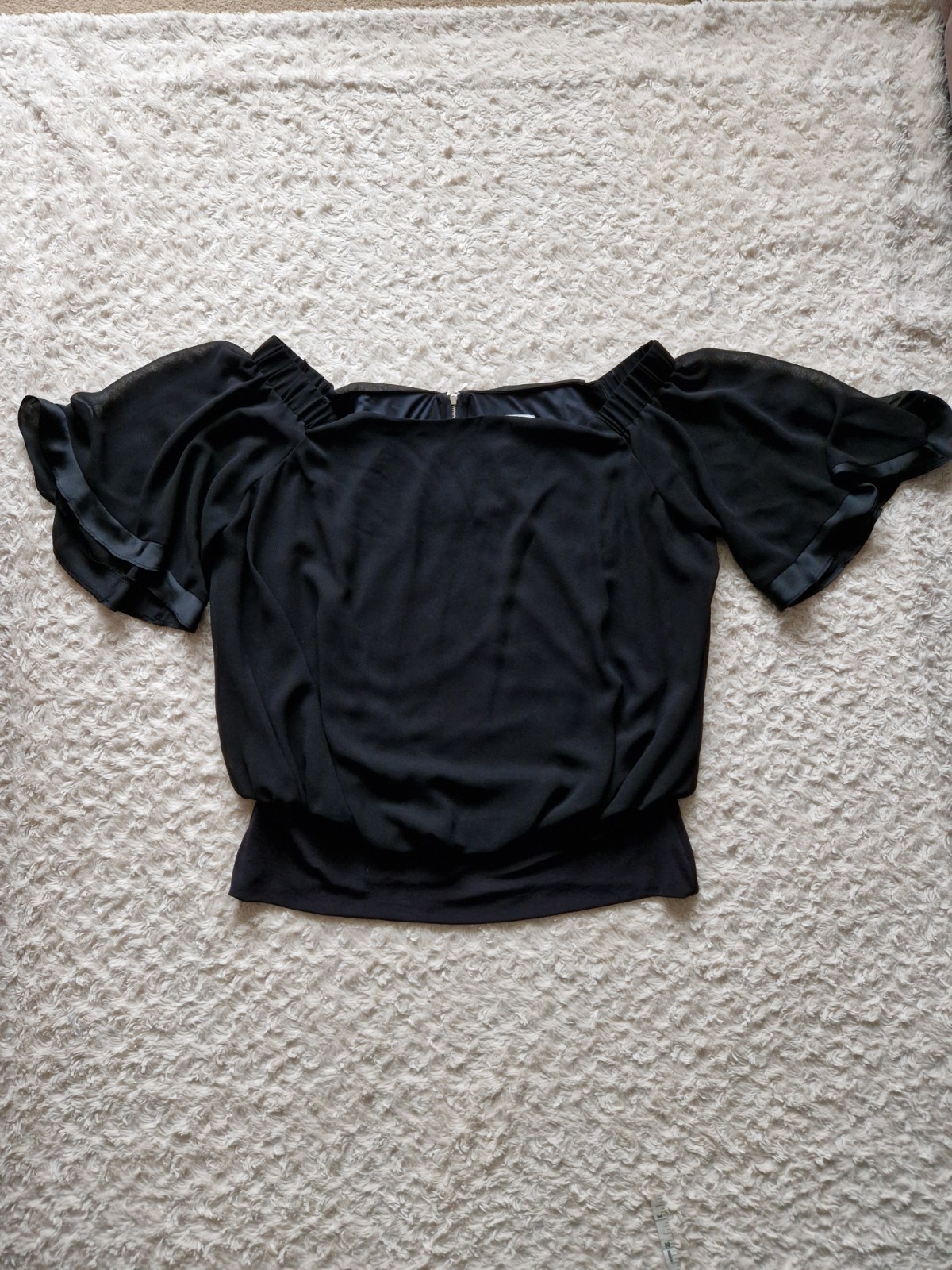 Coast Off The Shoulder Black Top Blouse. Party Cocktail Evening Wear Size 18