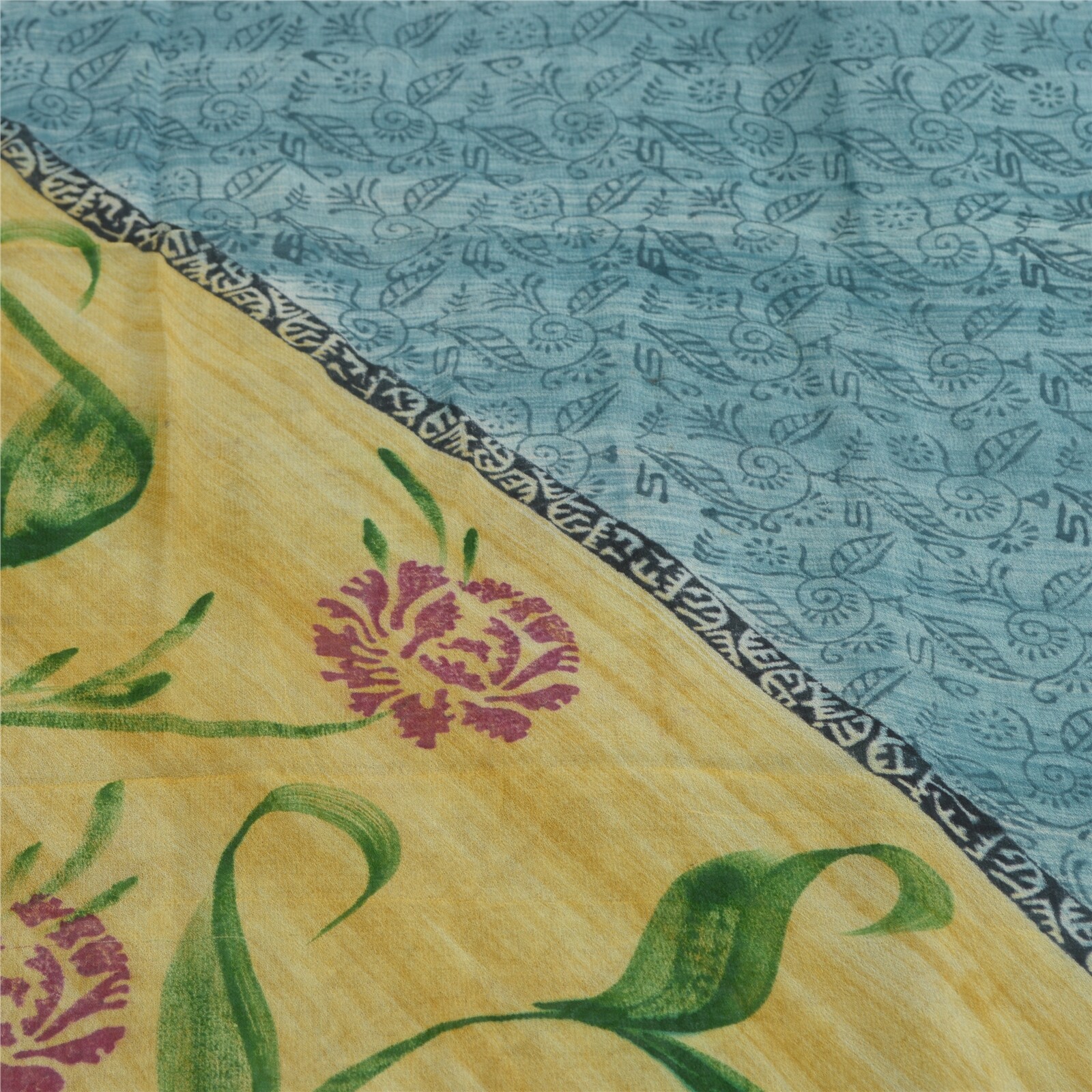 Sanskriti Vintage Multicolor Sari Blend Georgette Fabric Craft Printed Sarees