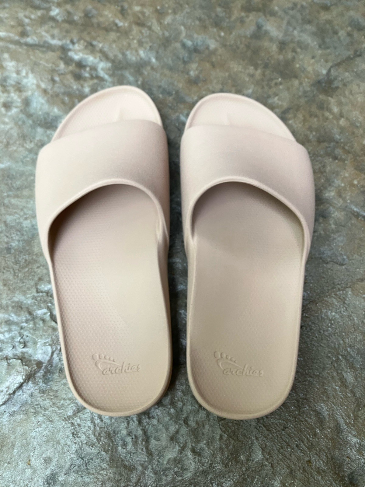 Archies Slide Sandals Womens 8 Tan Nude Comfort Slip On Orthotic Arch Pool Beach