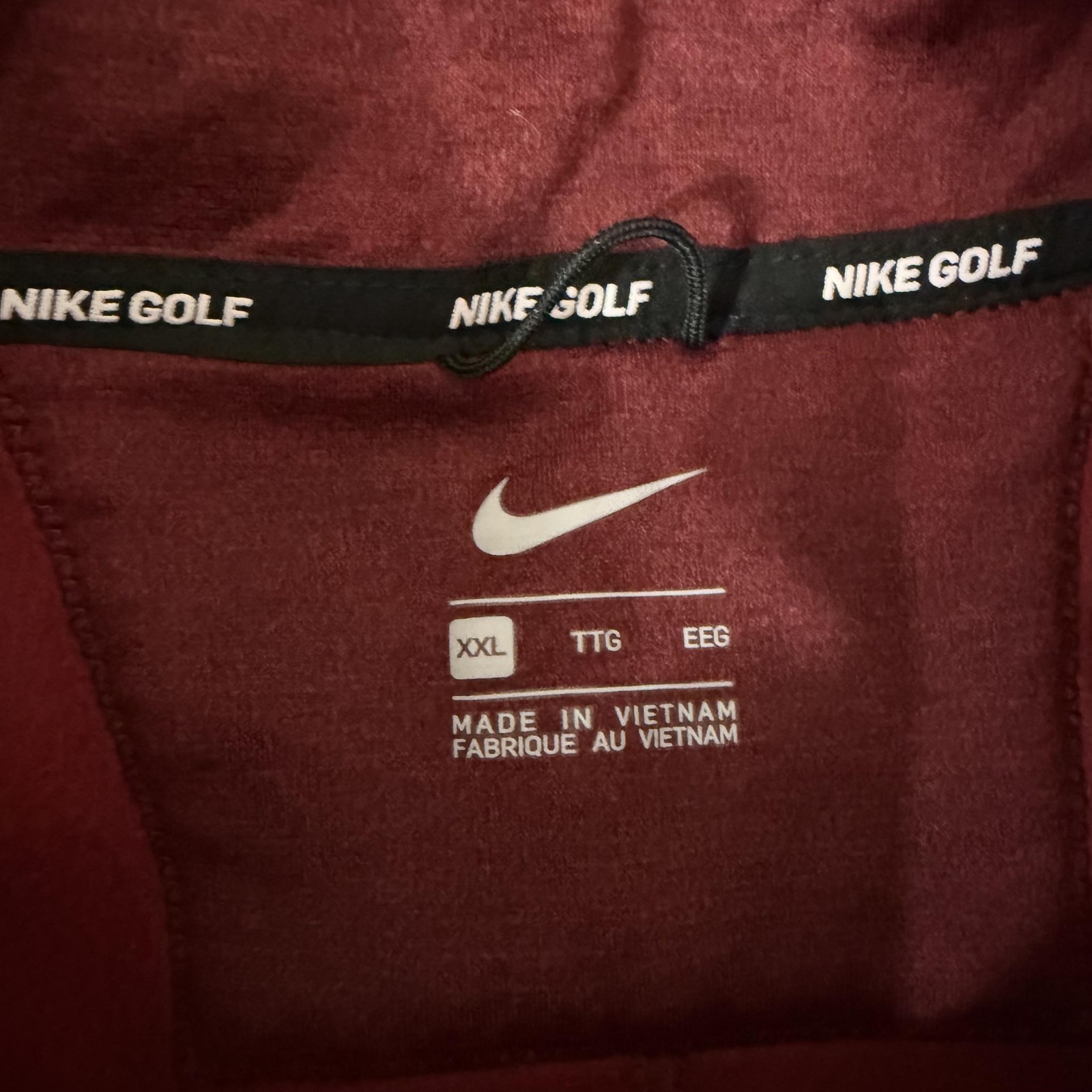 Nike Golf Pullover Mens 2XL Red Fleece 1/4 Zip Mock Neck Short Sleeve 932350-653