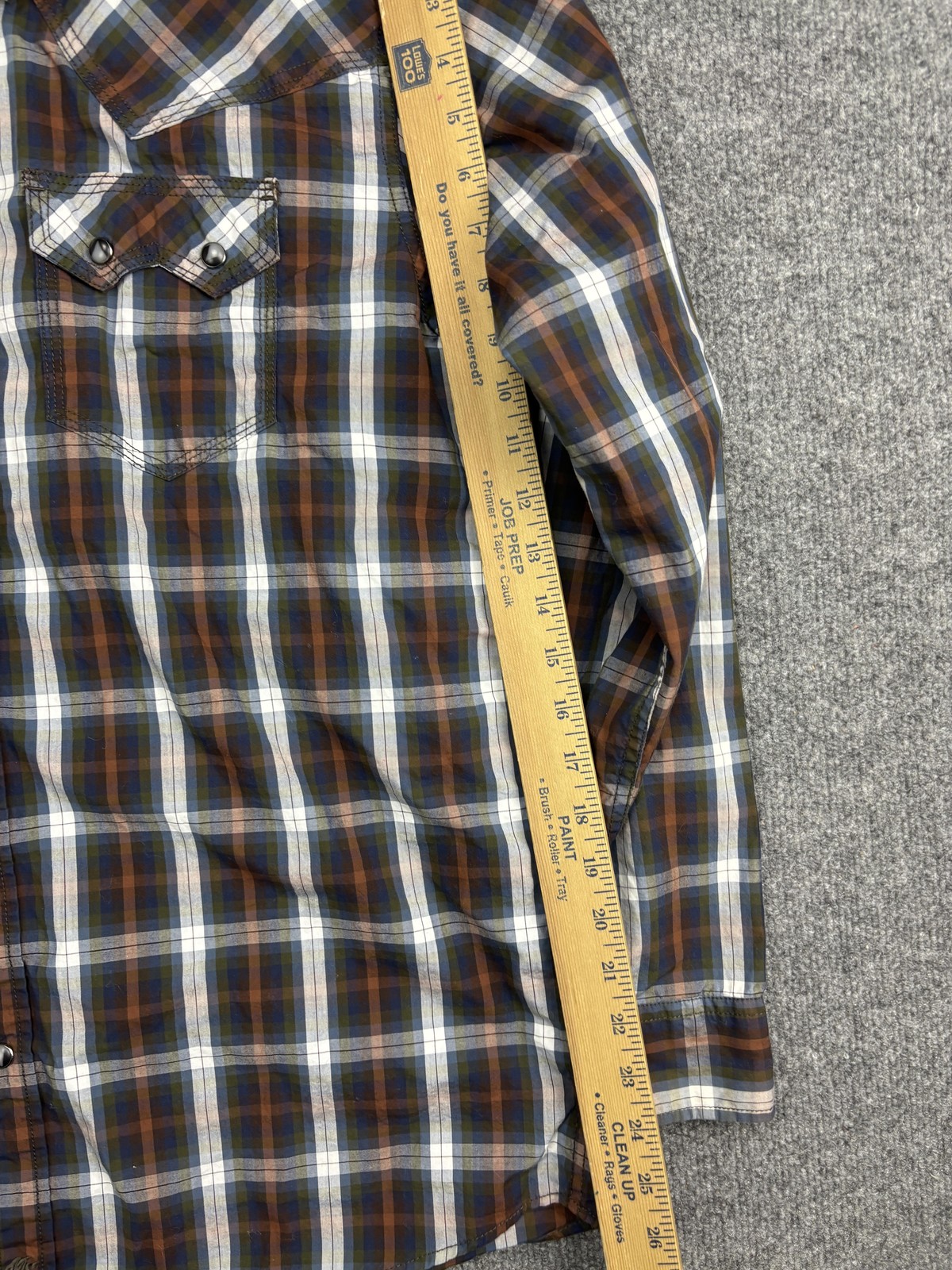 Moon Shine Spirits Shirt Mens Medium Blue Plaid Western Pearl Snap Long Sleeve