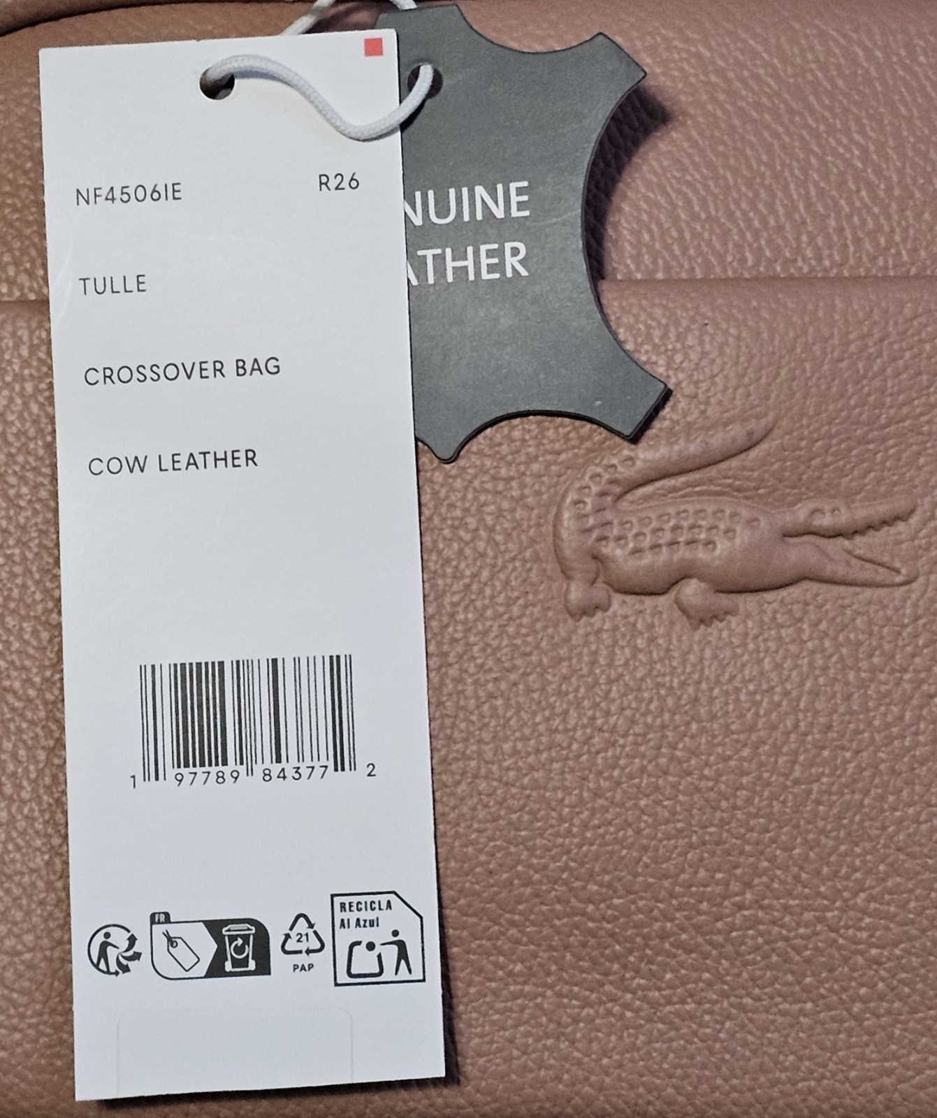 Lacoste Woman Small Pink Leather City Shoulder Bag