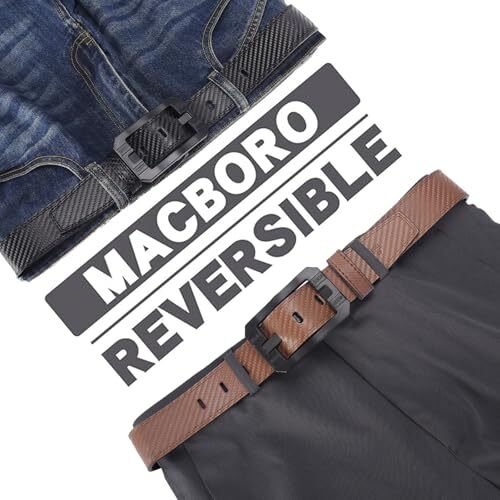 Big Buckle Reversible Leather Belt | TSA Approved, Hypoallergenic, Non-Metal