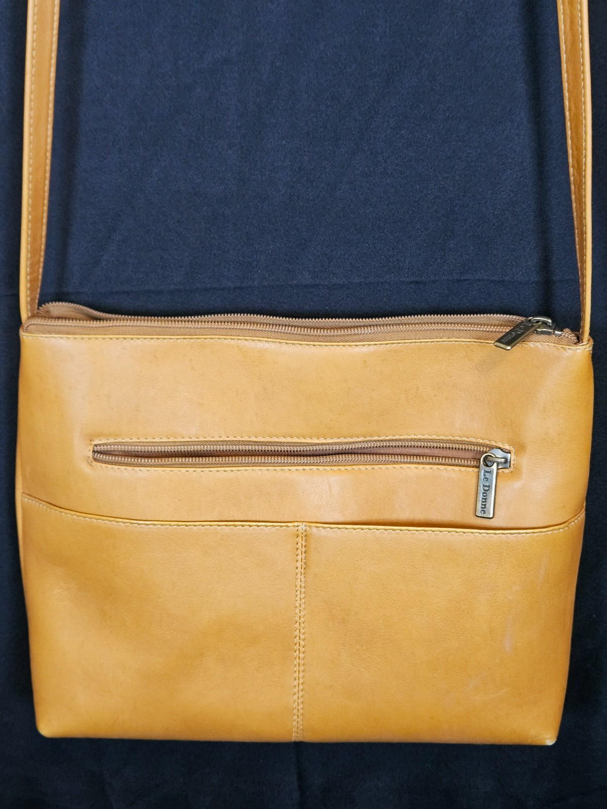 Le Donne Birch Bay Crossbody Bag Color Tan TR-808-TAN Colombian Vaquetta Leather