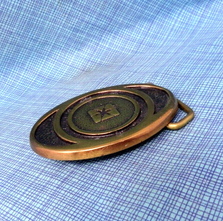 Pacific Bell Emblem Belt Buckle Employee Uniform Brass Vtg 80s Synanon .NOX154