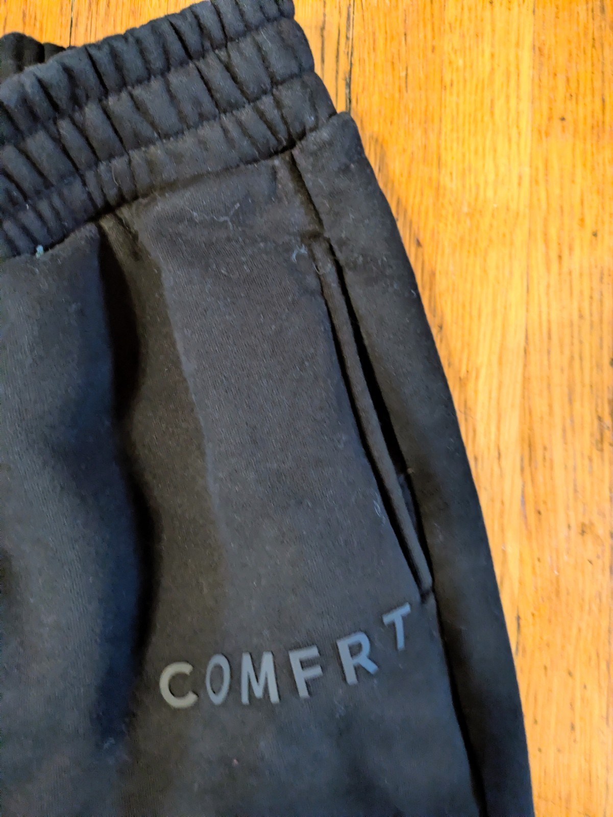 Comfrt Men’s Black Fleece Jogger Pants XL Elastic Waist Pockets Pull On
