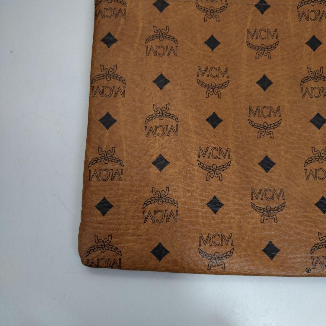 MCM Vintage Clutch Bag Pouch, Leather, 11.6×7.9 inches Used