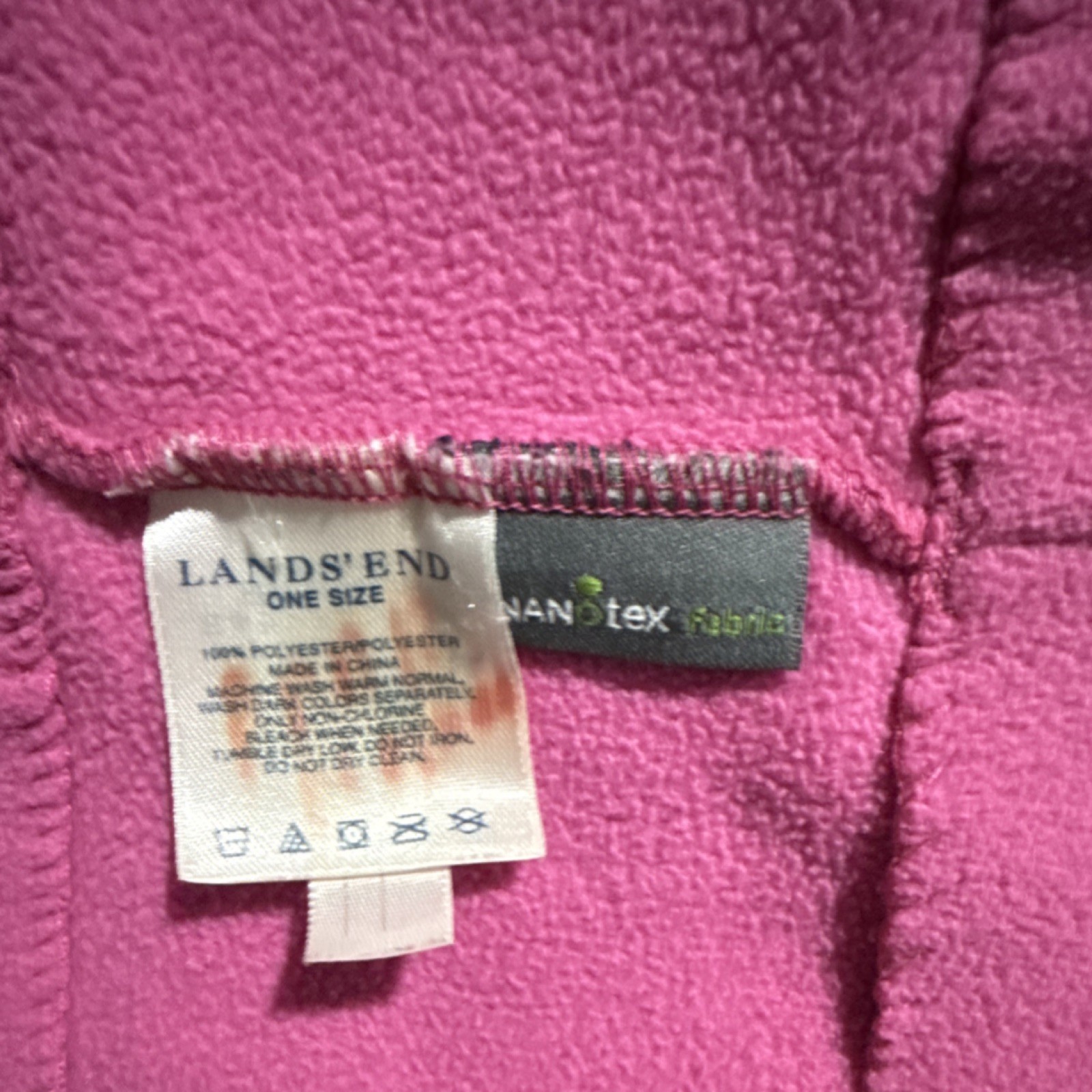 Lands’ End Pink Fleece Polyester Nanotex Scarf Wrap for Women Machine Washable