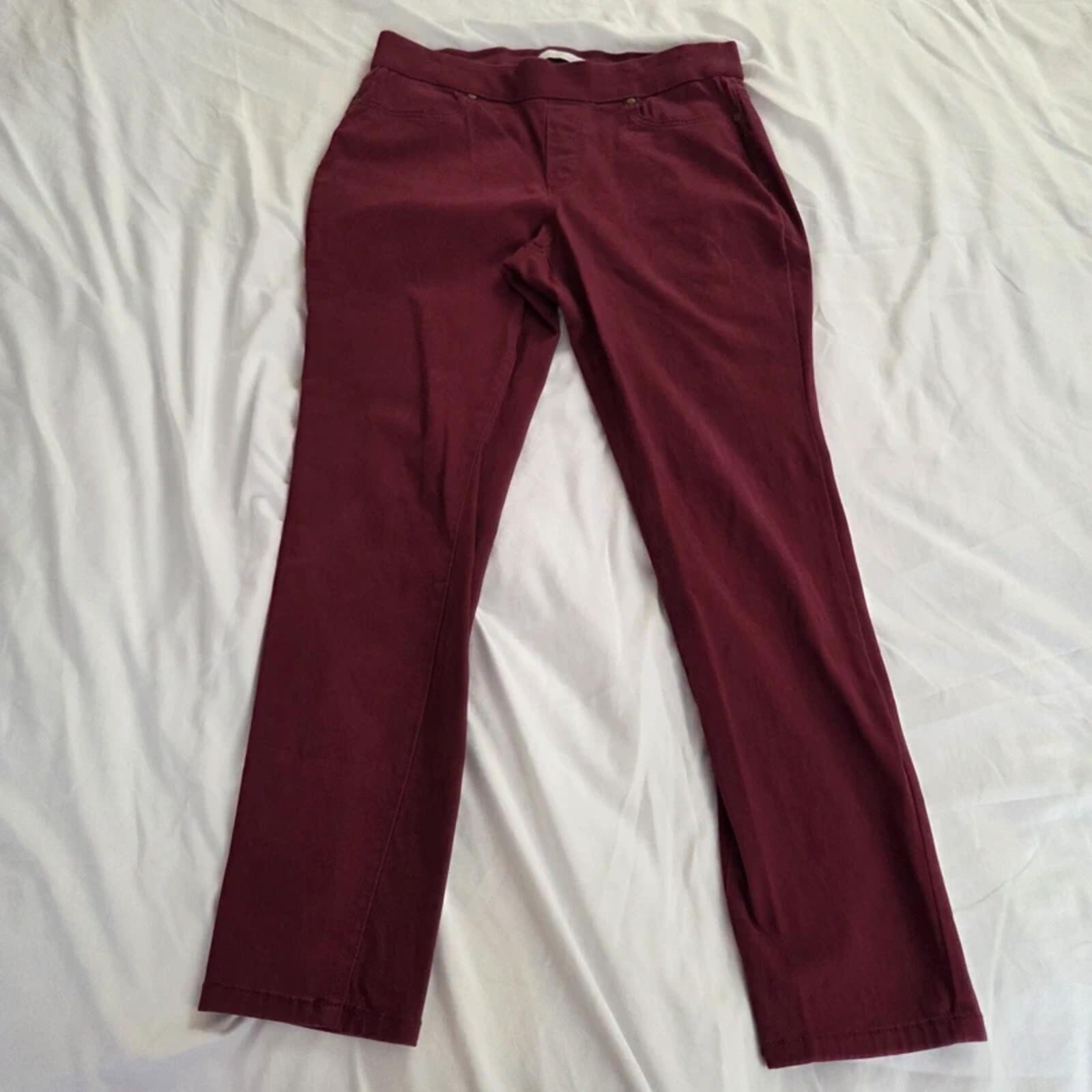 New Directions Pull On Pants Size 10R Burgundy Wine Stretch Career