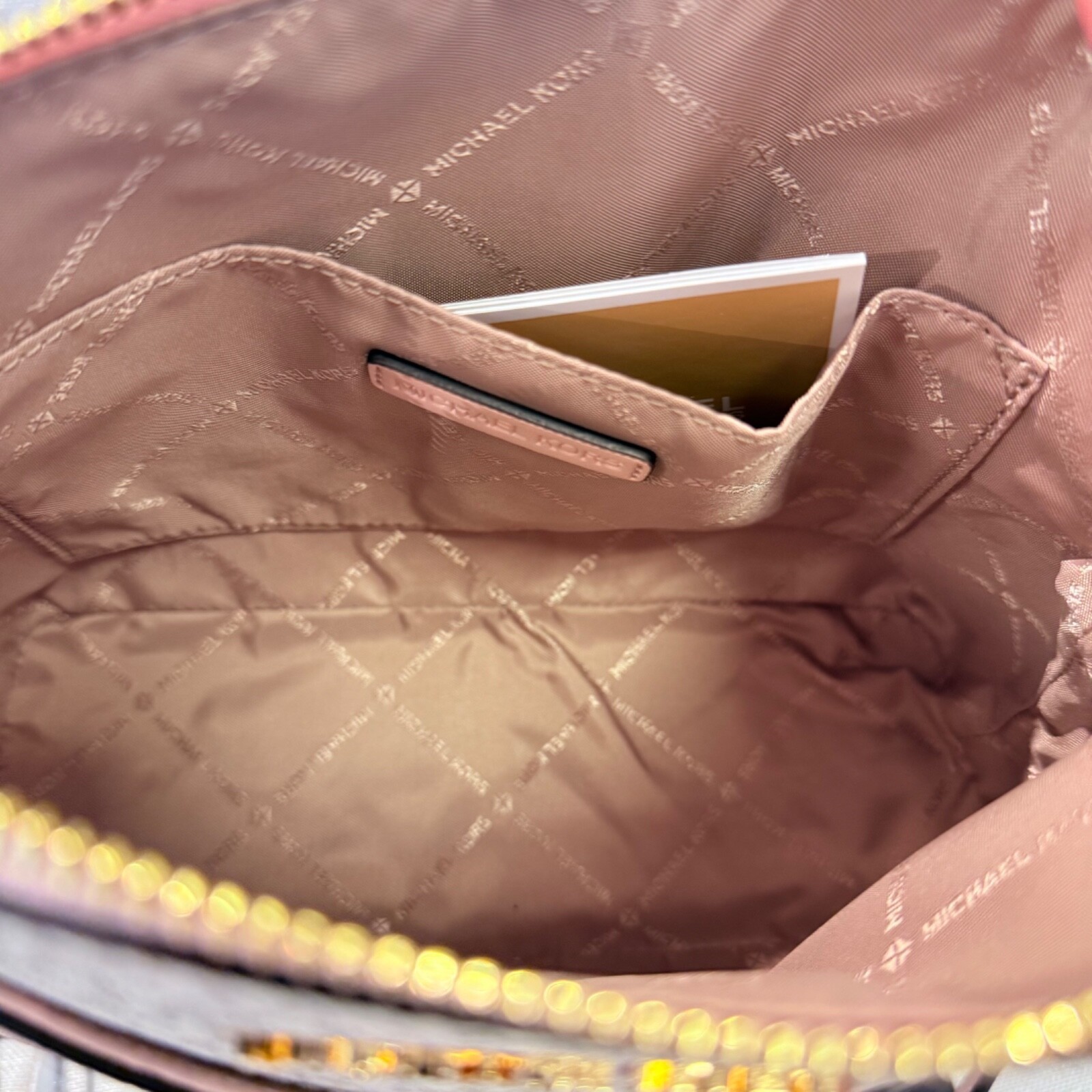 Michael Kors Jet Set Travel MD Dome Crossbody Bag MK Signature Rose Powder Multi