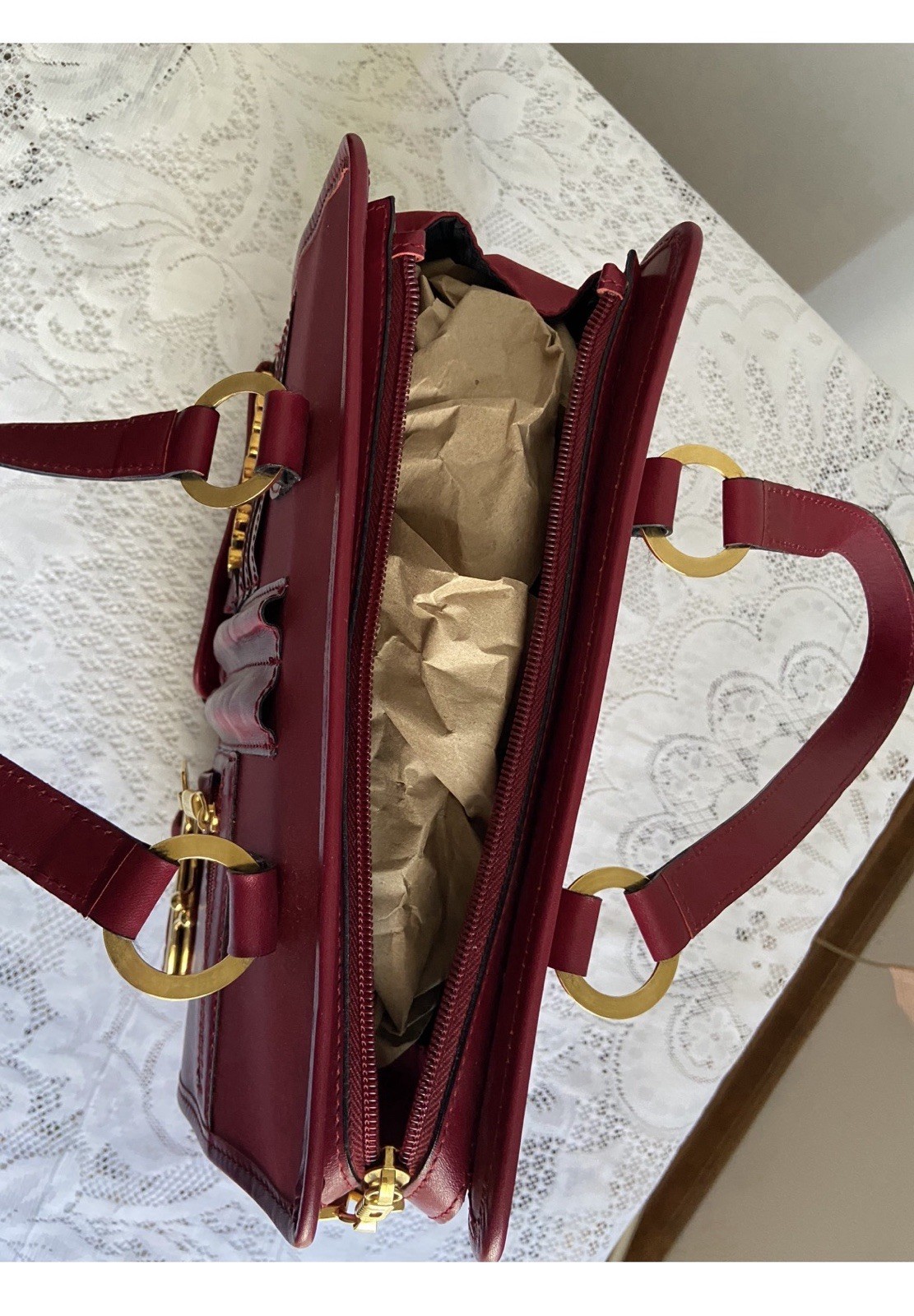 Vintage Moschino by Redwall Satin Novelty Satchel Red Gold Hardware Heart Charm